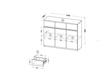 Marmex Möbel Kombikommode ARCA 06 mit Schubladen und Schranktüren