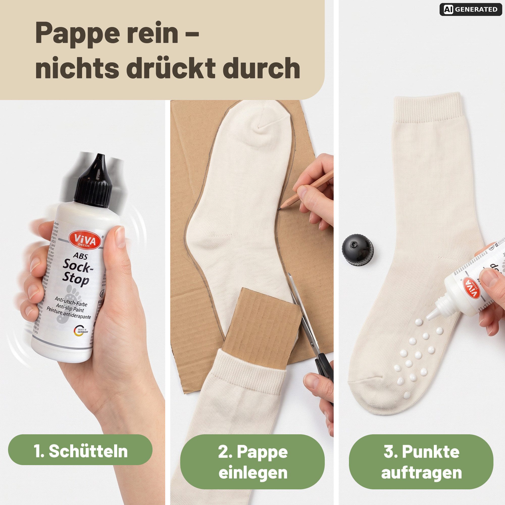 Viva Decor Bastelfarbe ABS Socken-Stopp Antirutsch-Farbe für Socken, Teppiche & Textilien, wasserbasiert, latexfrei, geruchsneutral, waschbar bei 30 °C – Bild 4 von 5