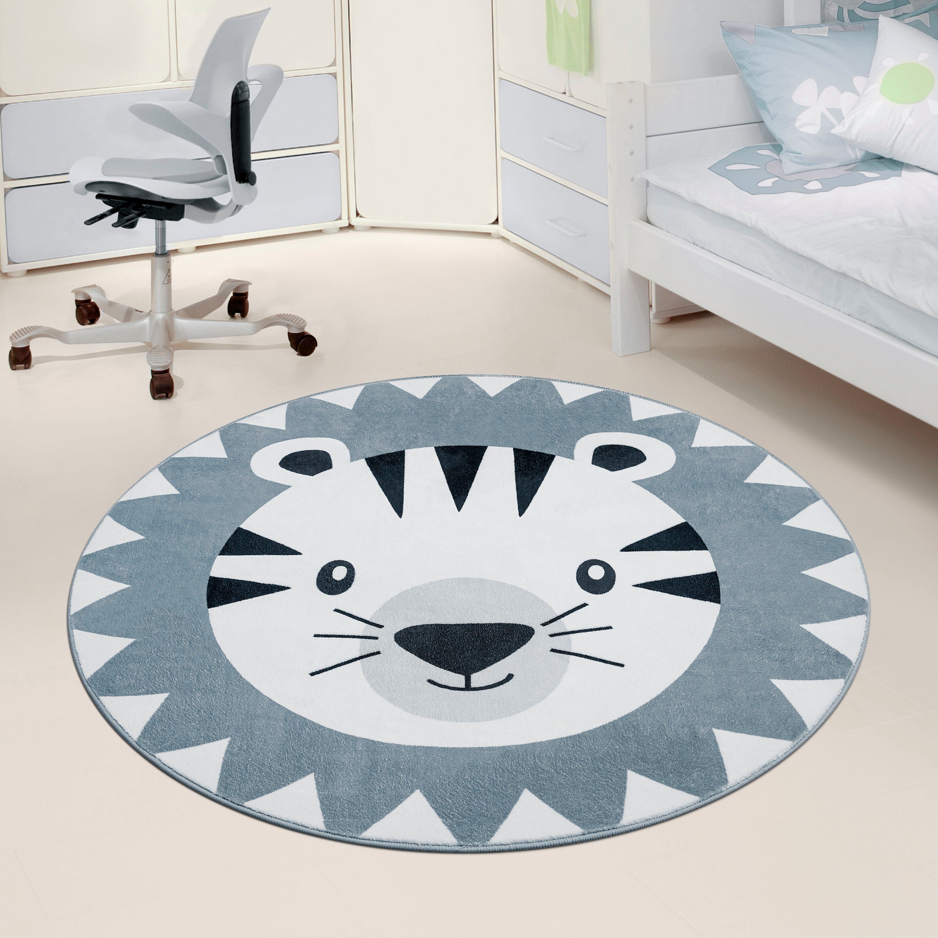 Kinderteppich Tosbik Paco Home, mm, Motiv Kinderzimmer Tiger, 482, 12 Höhe: rund, waschbar, Kurzflor, Spielteppich