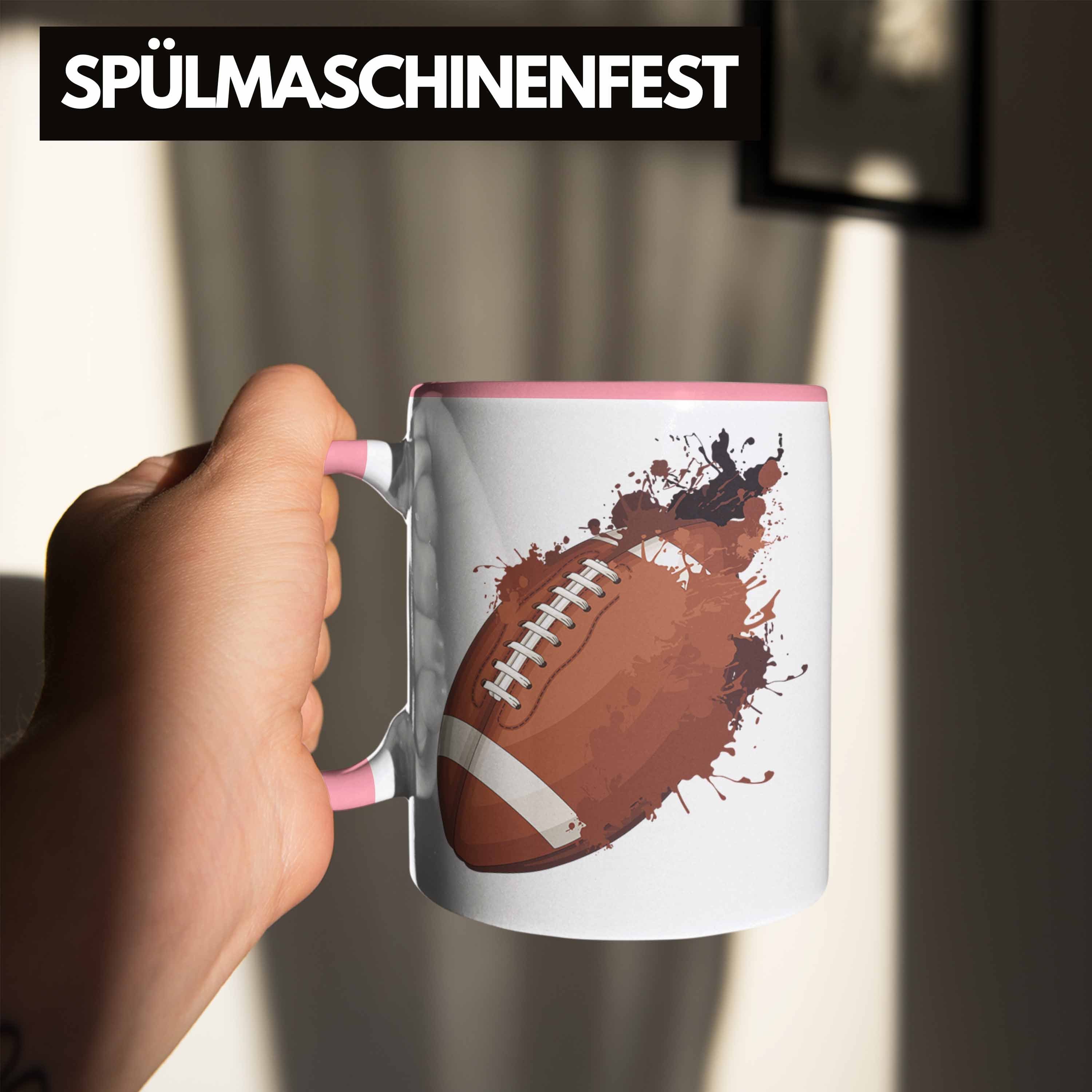 Tasse Football-Spieler Geschenk Football Trendation American Grafik Tasse Geschenkidee Rosa