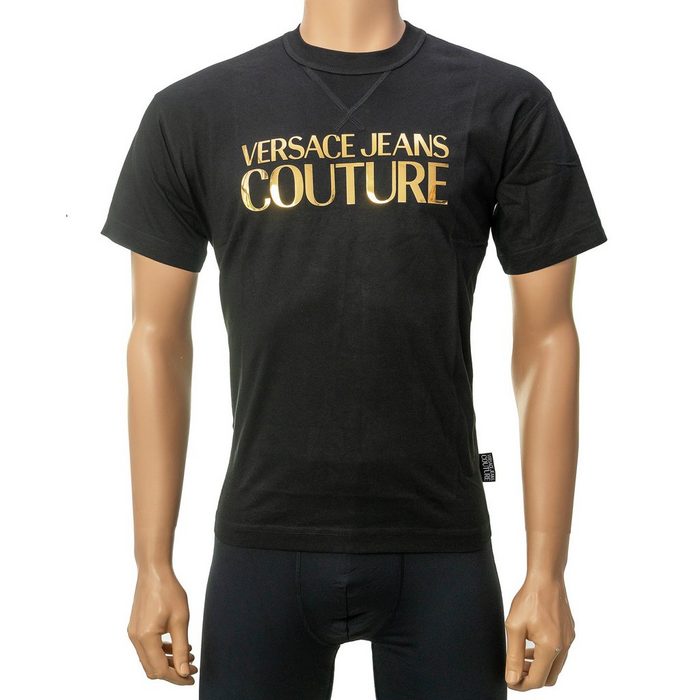 Versace T-Shirt B3GVA7EA Jeans Couture mit Goldschrift