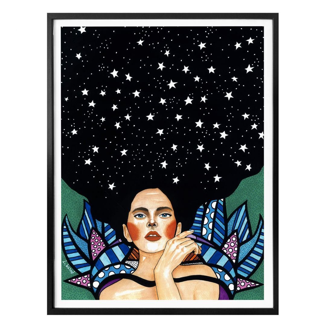 K&L Wall Art Poster Poster Hülya kraftvolles Portrait Sommer Frau am Morgen, Wohnzimmer Wandbild modern