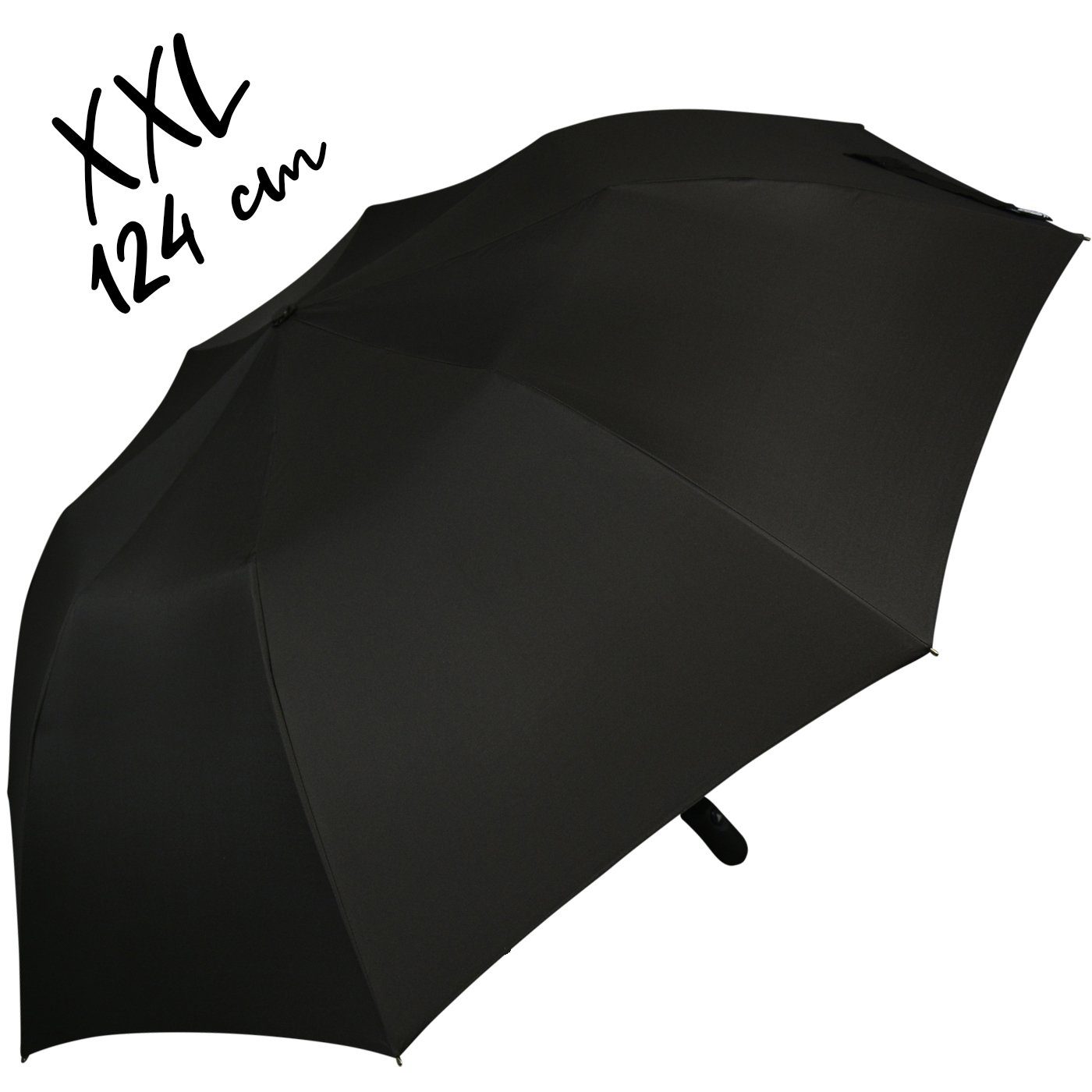 iX-brella Taschenregenschirm Trekking Golf-Taschenschirm XXL 124cm riesigem schwarz mit Umhängetasche, mit Dach-Durchmesser