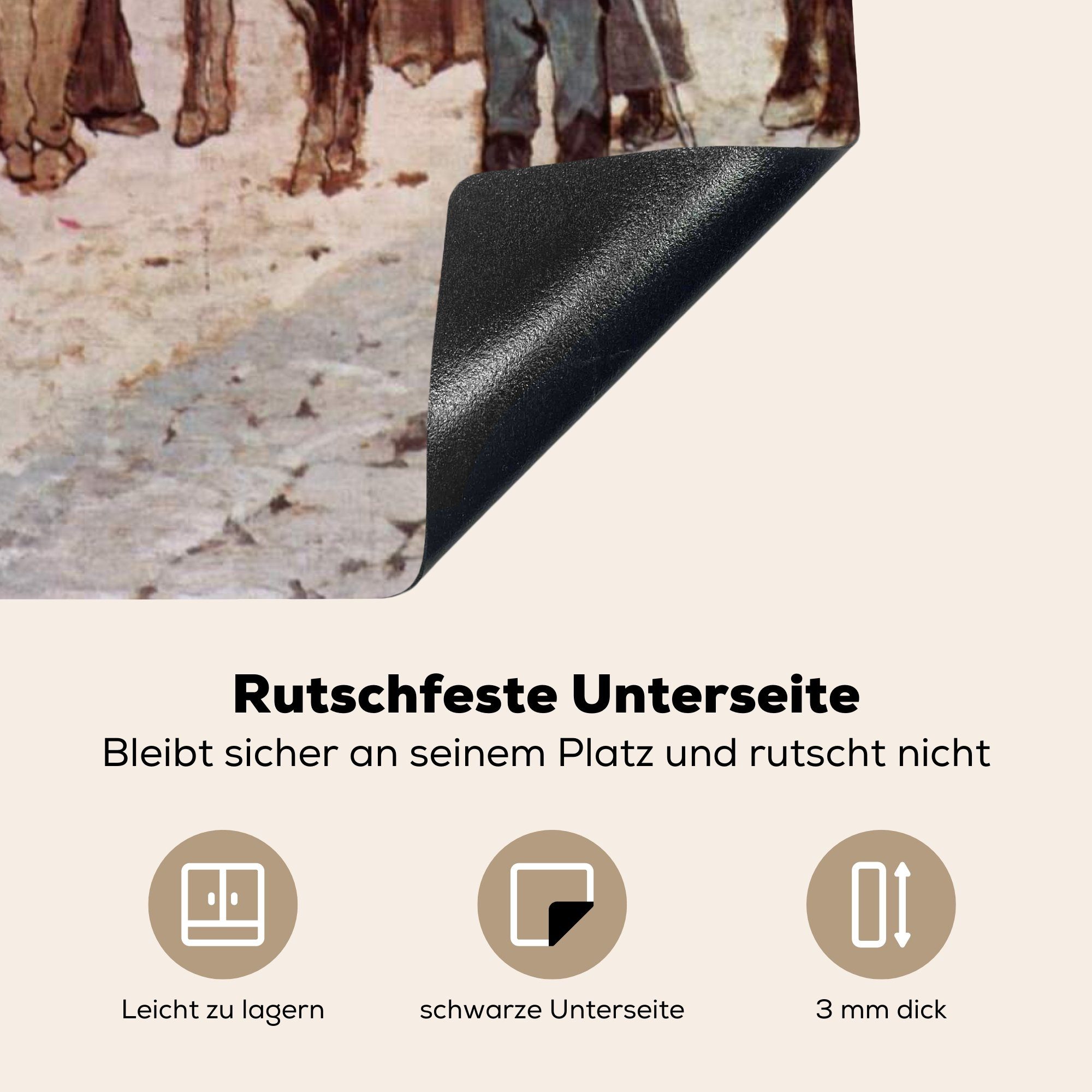 (1 Soldaten Landstraße Gemälde, - 81x52 und Giovanni Fattori Induktionskochfeld cm, Vinyl, die tlg), Schutz Bauern Herdblende-/Abdeckplatte mit MuchoWow Ceranfeldabdeckung für küche,