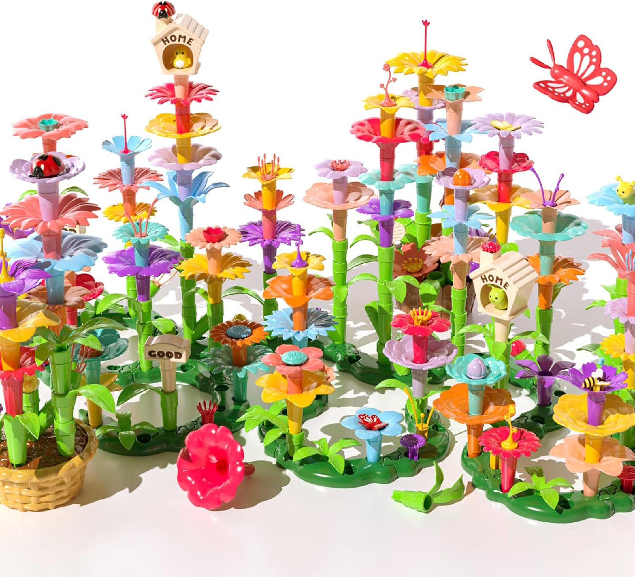 ibettertec pädagogisches Spielzeug, Spiel Set, Mint Spielzeug, Garten Spiel Set Konstruktions-Spielset, (Spar-Set, 1 St., 332-teiliges Blumengarten Bauspielset für Kinder ab 3 Jahren), fördert Kreativität & Feinmotorik, Umweltfreundliches PP-Material