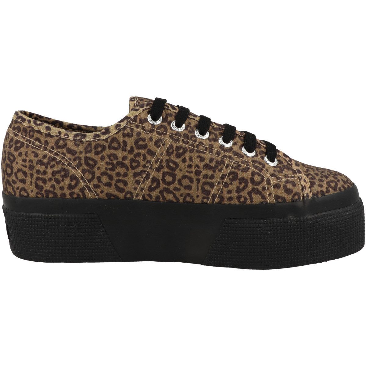 Superga 3790 Platform Black Leopard Print Damen Sneaker Turnschuhe, Sportschuhe, Freizeitschuhe, Halbschuhe, Schnürschuhe