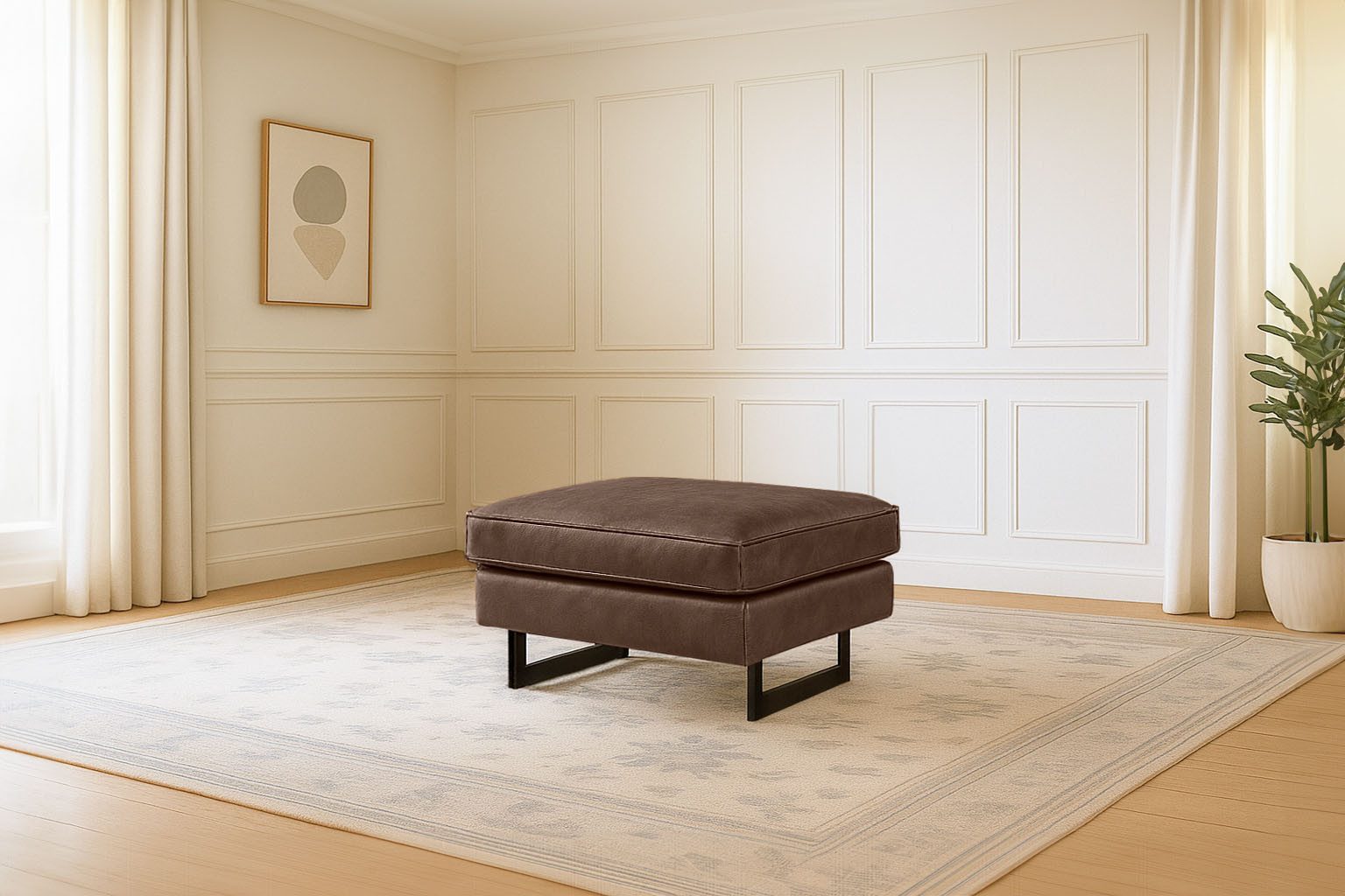 Home affaire Polsterhocker Pinto, mit Keder, Metallfüßen und auch in Cord Bezug erhältlich