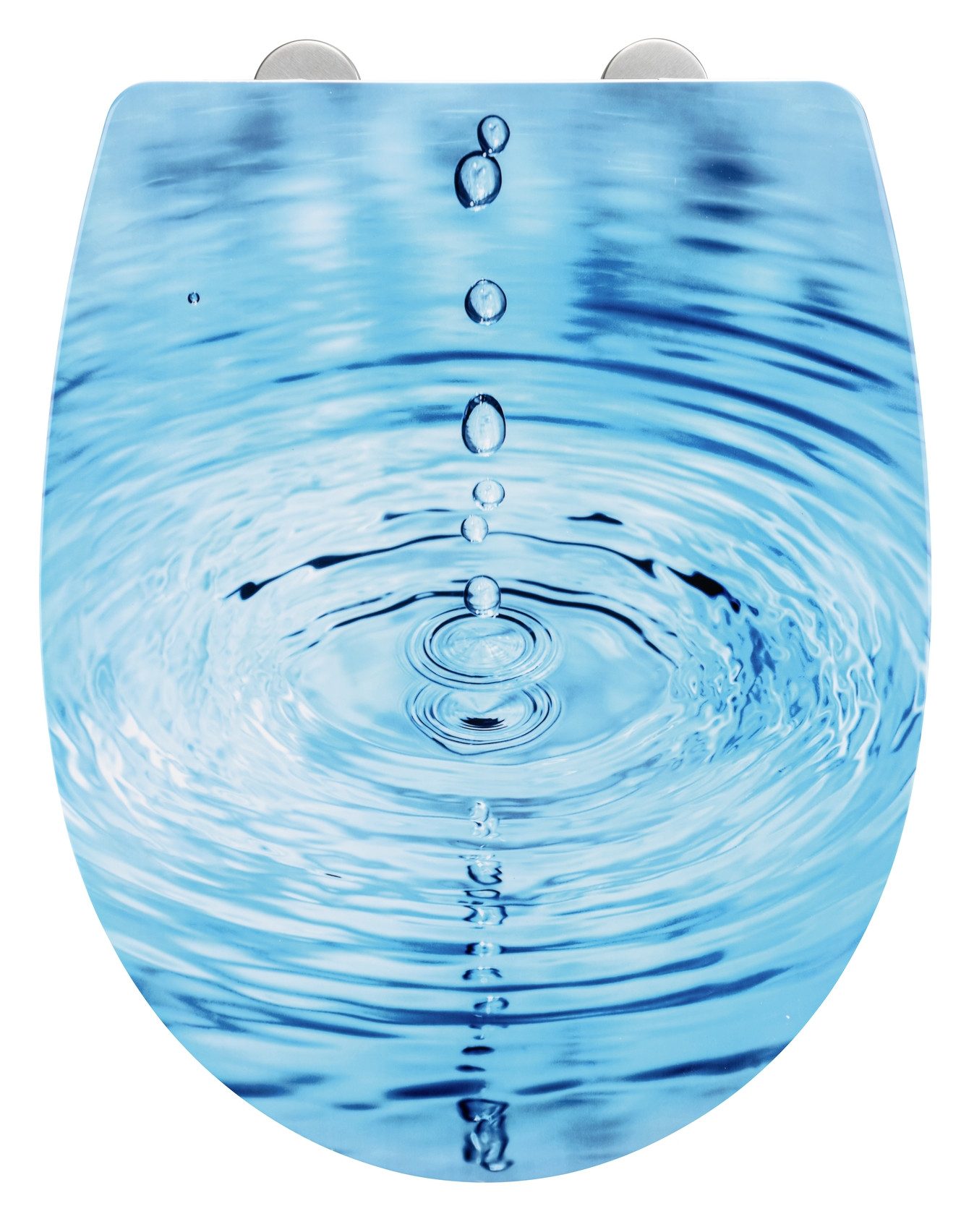 WENKO WC-Sitz Droplets, glänzender Toilettensitz aus Thermoplast mit Motiv, Absenkautomatik