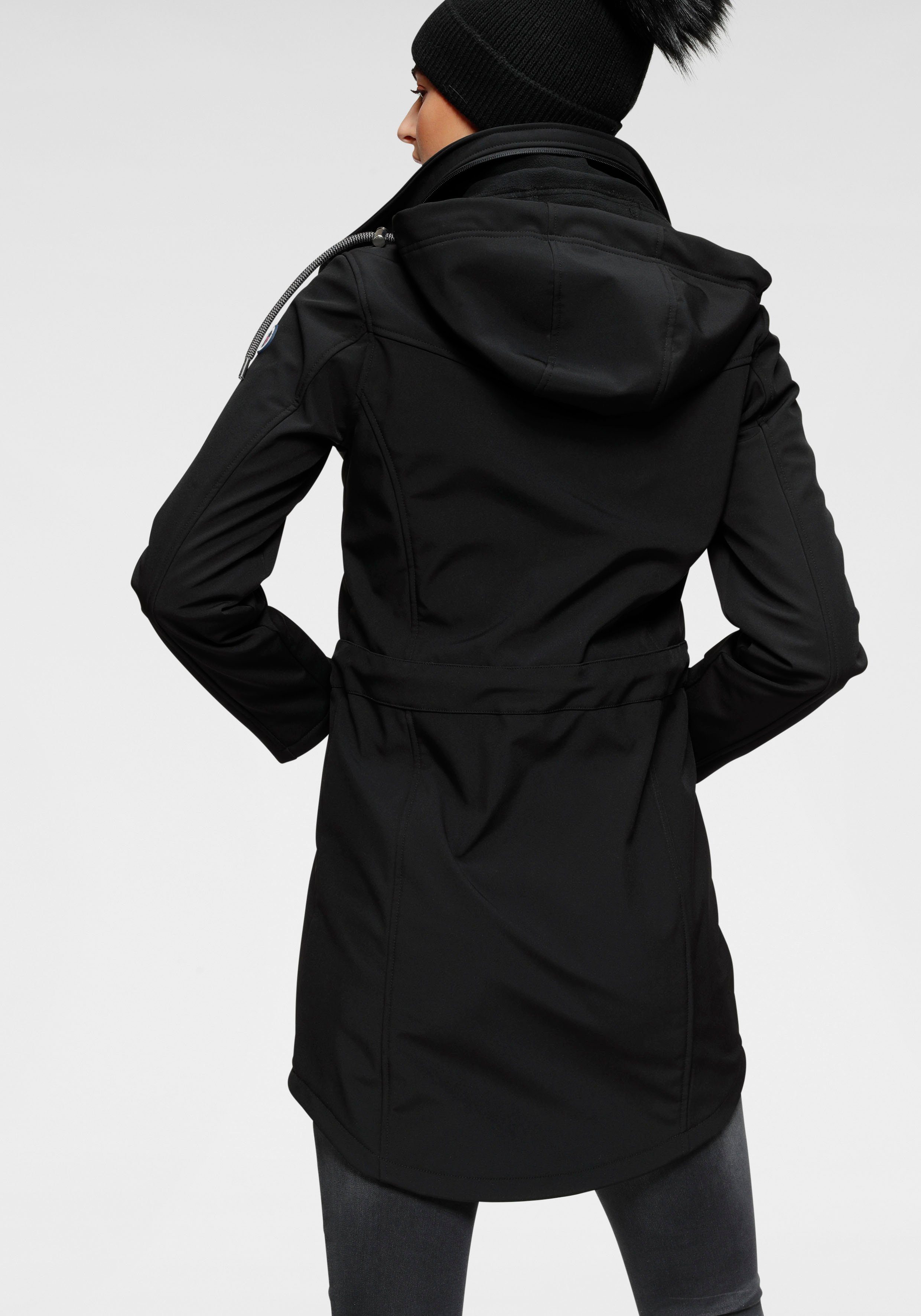 versteckt, KangaROOS Kapuze schwarz mit verstaubarer ECO Softshelljacke