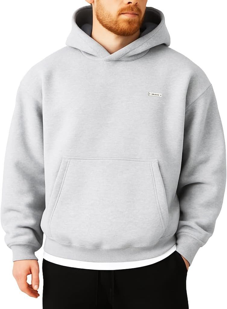 Smilodox Hoodie Dawson, Hochwertiger Kapuzenpullover im Oversize Fit, Sweatshirt Sweater Lässig Kängerutasche Metallabel hoher Baumwollanteil