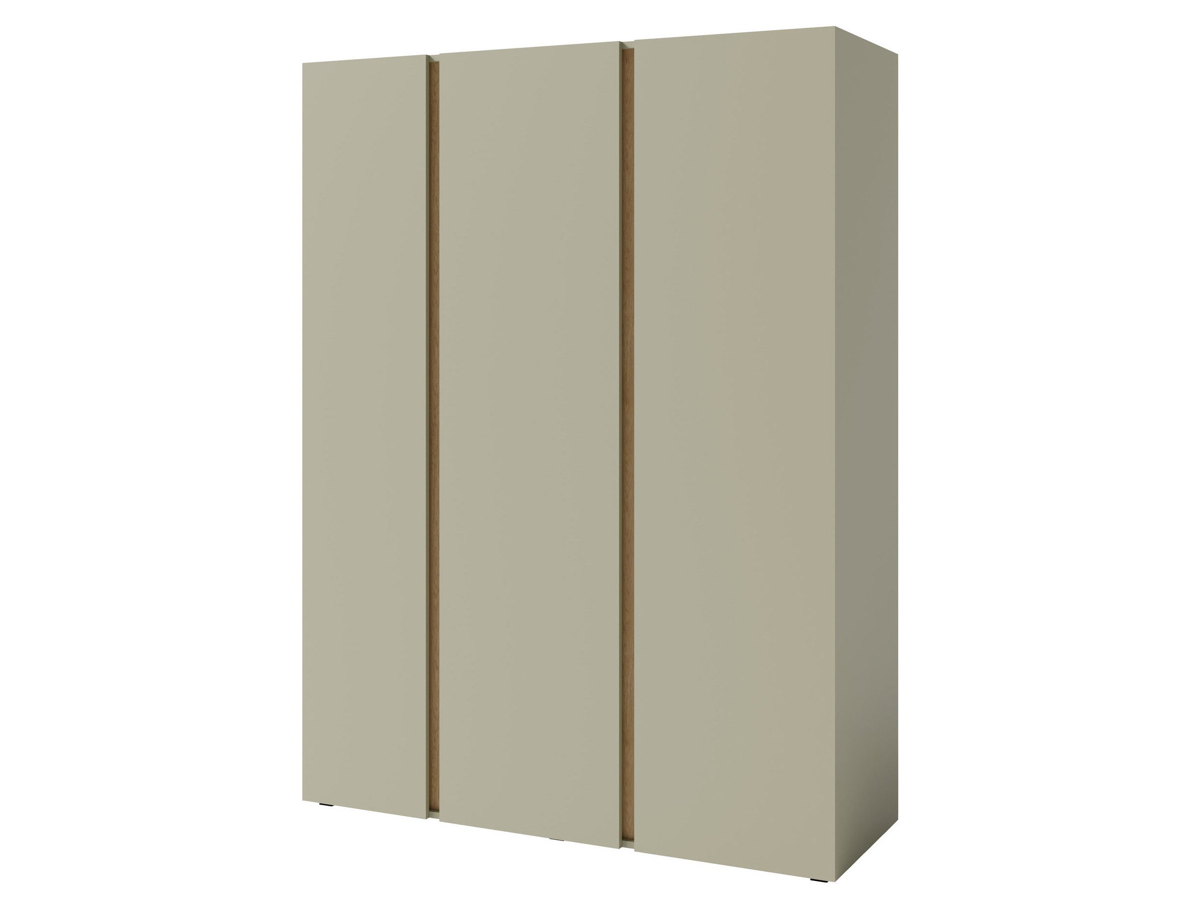 Beautysofa Kleiderschrank LICO 3-türig mit 8 Regalböden, 2 Kleiderstangen (wählbar in Sandbeige oder Eukalyptus) Breite: 145 cm