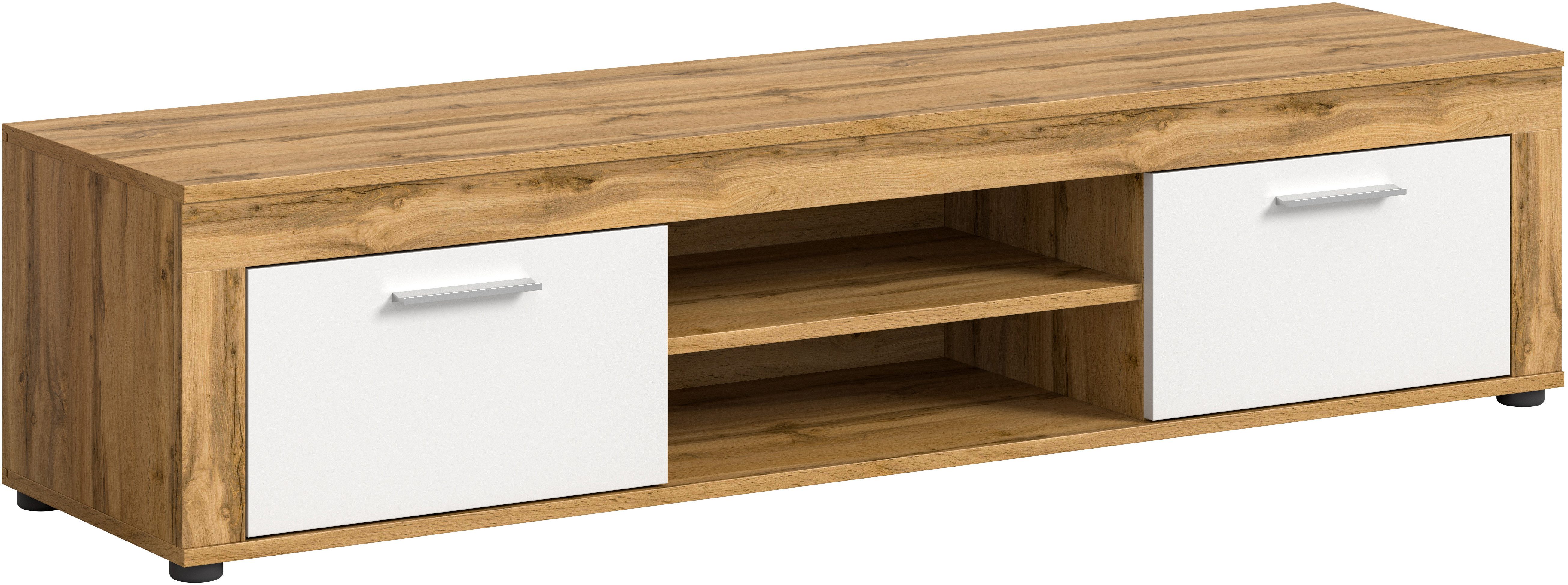 INOSIGN Lowboard Lowboard 160x37x40 cm in Eiche mit weißer Front, TV-Board, Lowboard, Wohnzimmermöbel, TV-Möbel, Niedriges Sideboard
