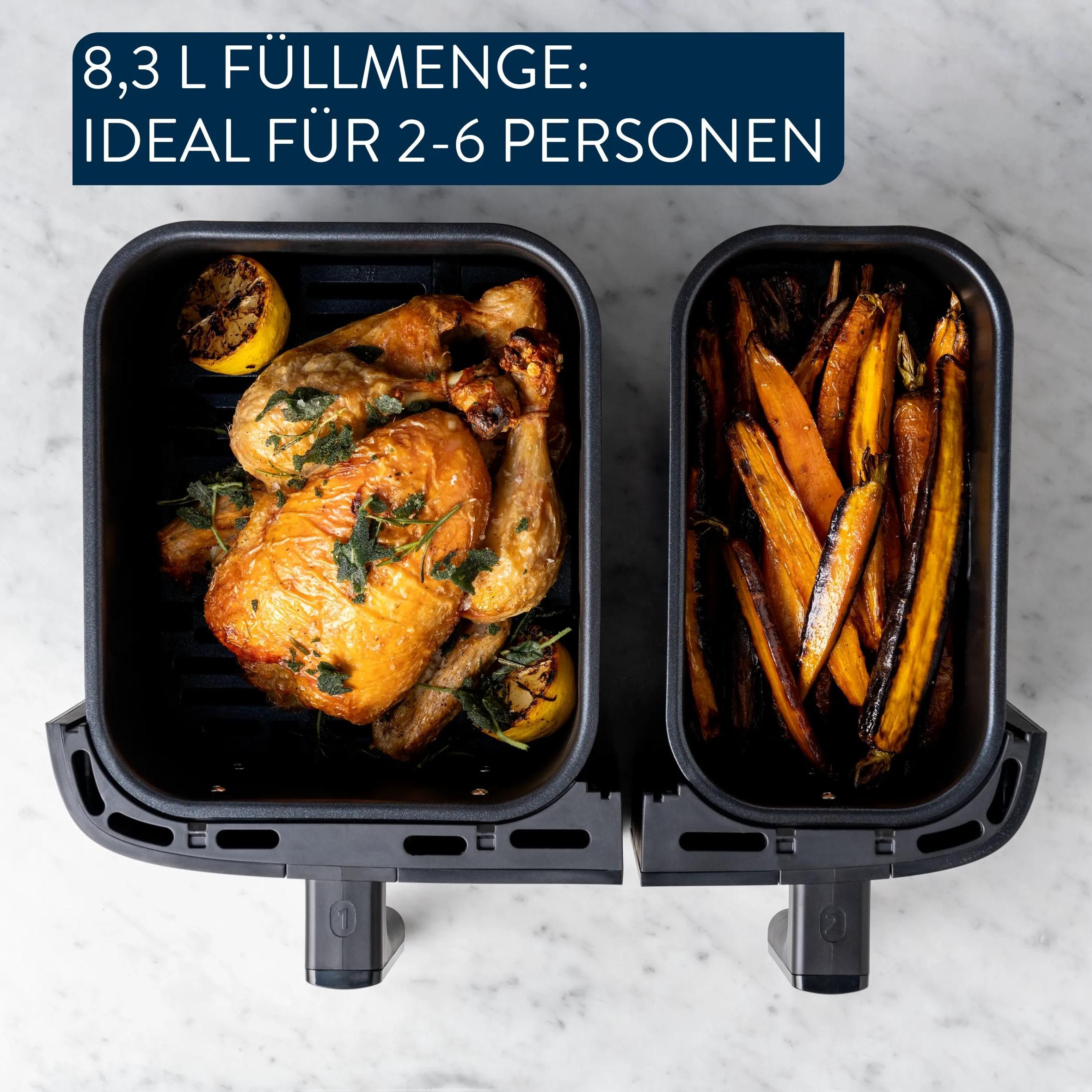Tefal Heißluftfritteuse EY90J - DUAL EASY FRY JO, 2700 W, Dual Drawer, SYNC-Funktion, 8 Programme, 8,3 l Gesamtvolumen – Bild 5 von 5