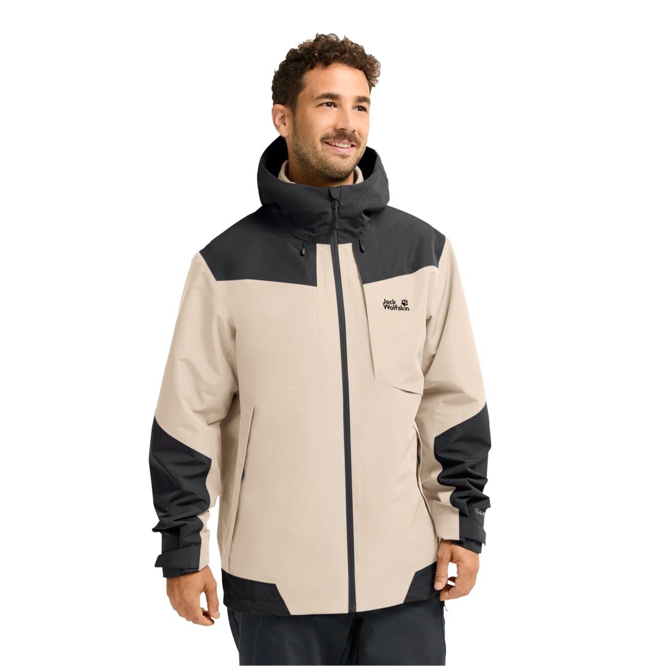 Regenjacke Flextrail 2-Lagen (wasserdicht, winddicht) beige/schwarz Herren