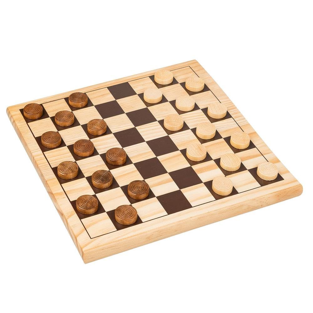Idena Spiel, Brettspiel 2in1 Spielbrett Schach and Dame, Spieleklassiker aus Holz