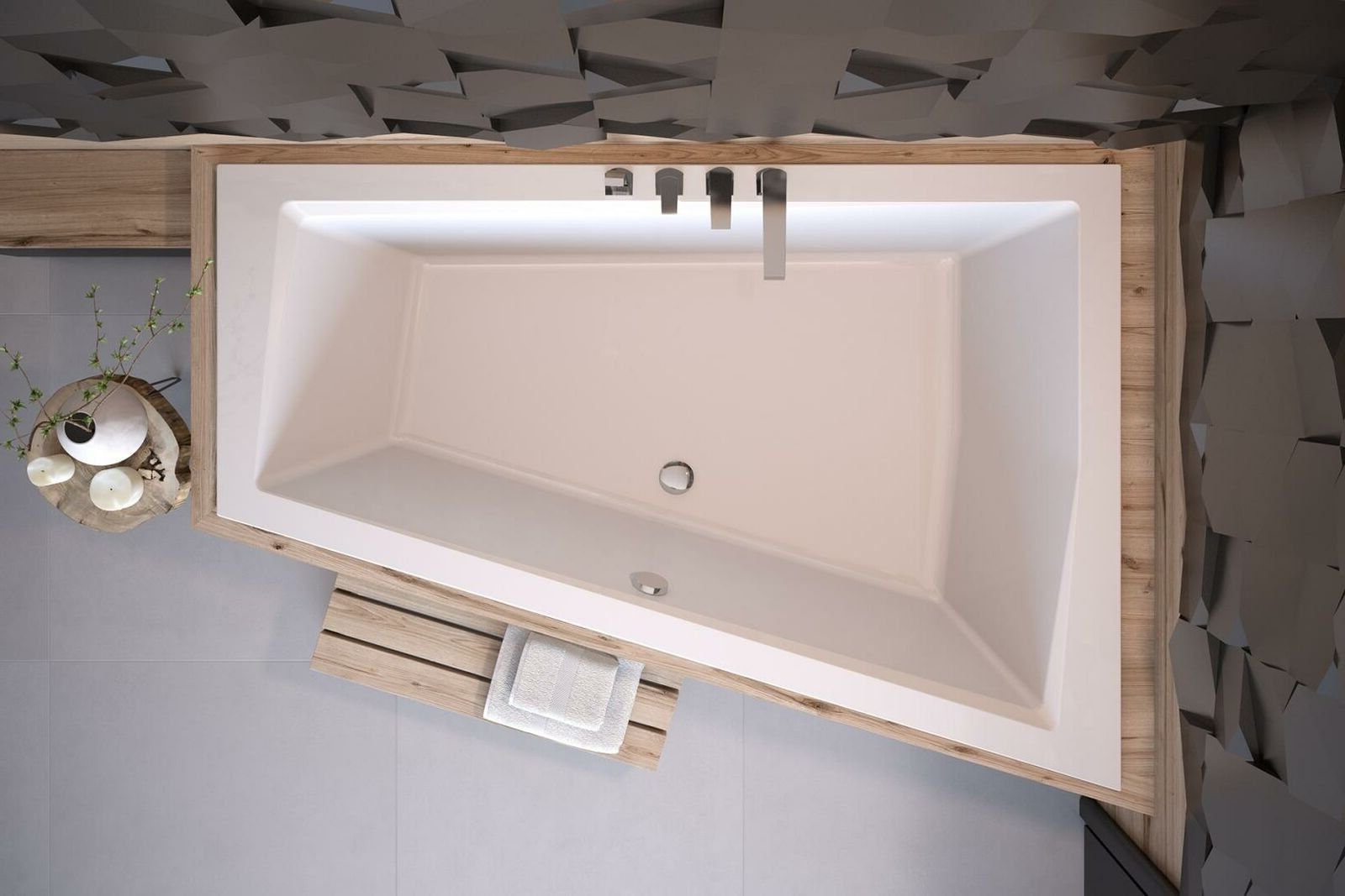 Xlmoebel Badewanne Moderne Eckbadewanne aus weißem Acryl, Hergestellt in Europa
