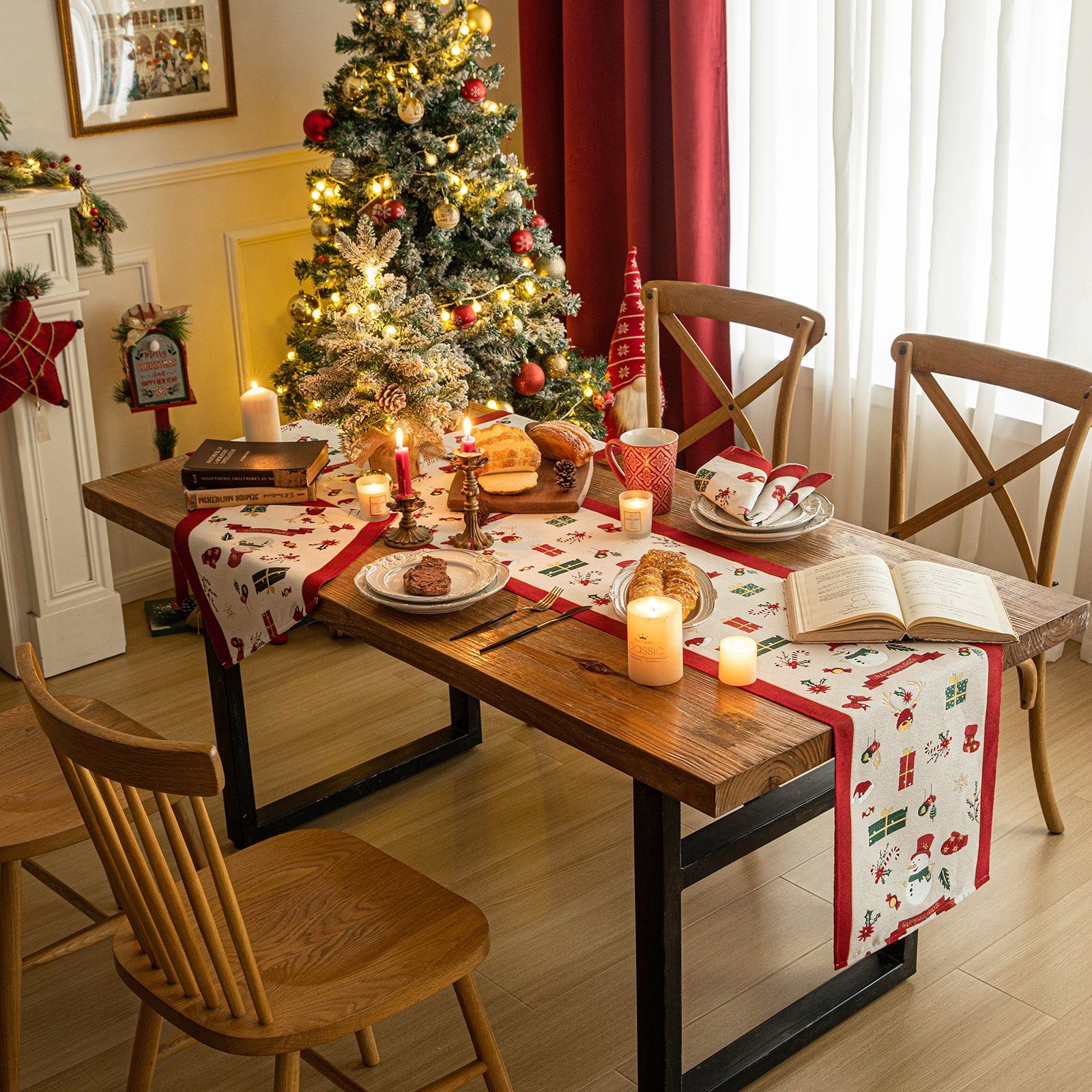 BTTO Tischdecke Weihnachtlich kariertes Dekorativer Tischläufer,Tischläufer günstig online kaufen