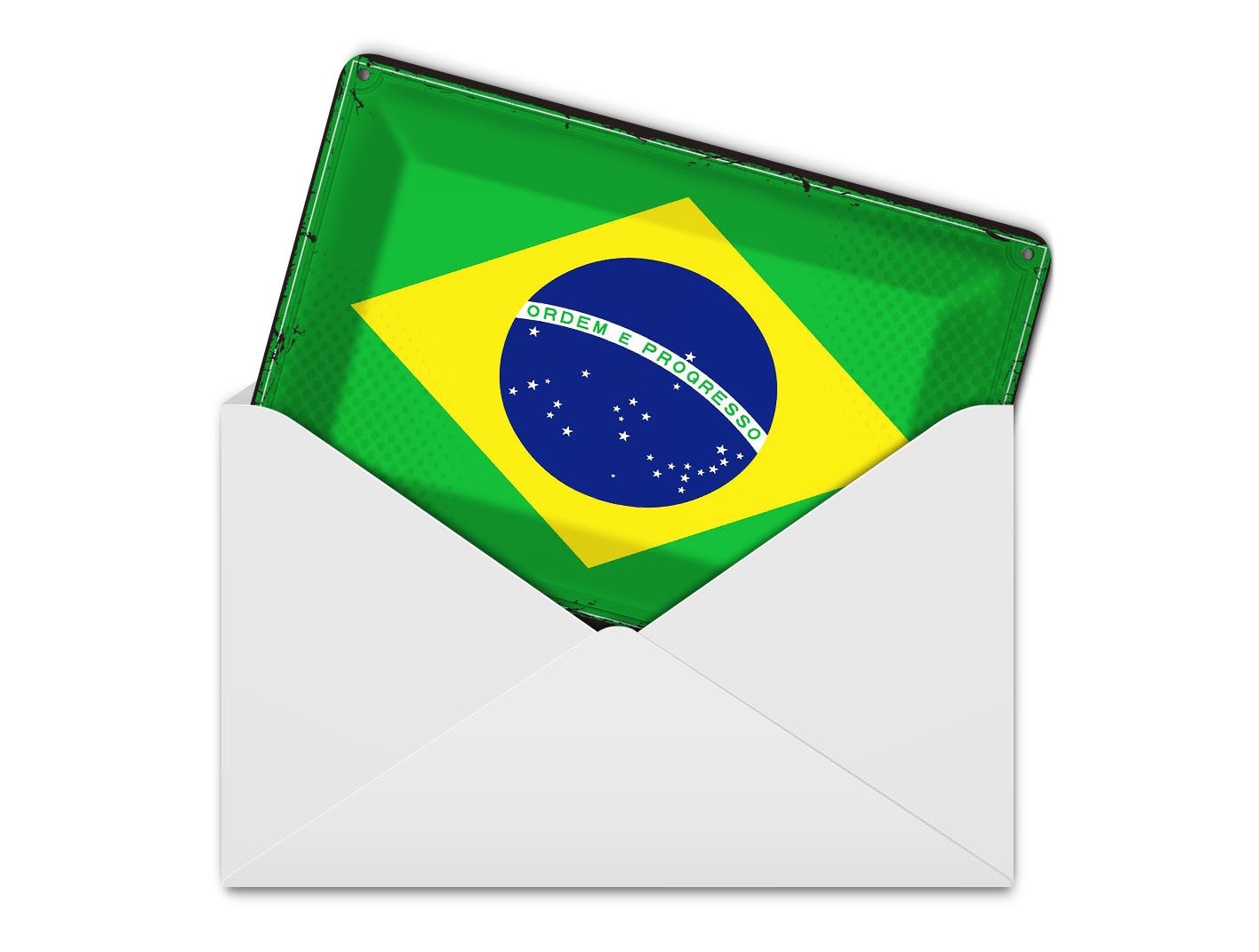Femer GmbH Postkarte Flagge Brasiliens 14x10 cm Retro Flag of Brazil, unfrankiert