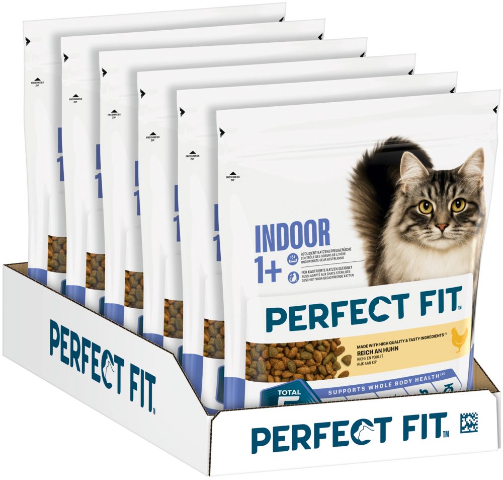 Perfect Fit PERFECT FIT™ Katze Beutel Indoor 1+ mit Huhn 6 x 750g, Trockenfutter für: Katze von Perfect Fit