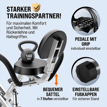 Sportana Heimtrainer Fitnessbike (1-tlg), Heimtrainer Eagle 4 klappbar 10 Stufen Pulssensoren App Hüfttrainer