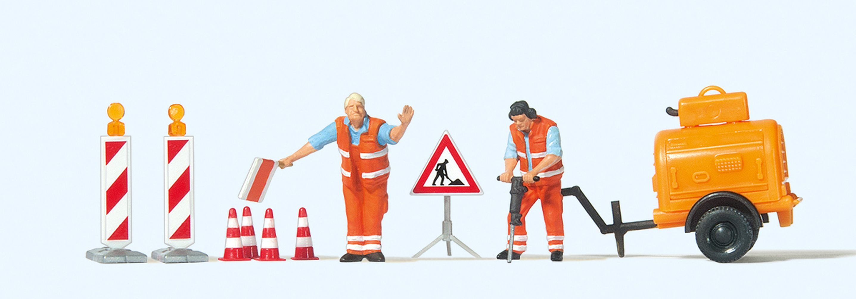 Preiser Sammelfigur Straßenbauarbeiter mit Kompre PRE10754, Made in Europe