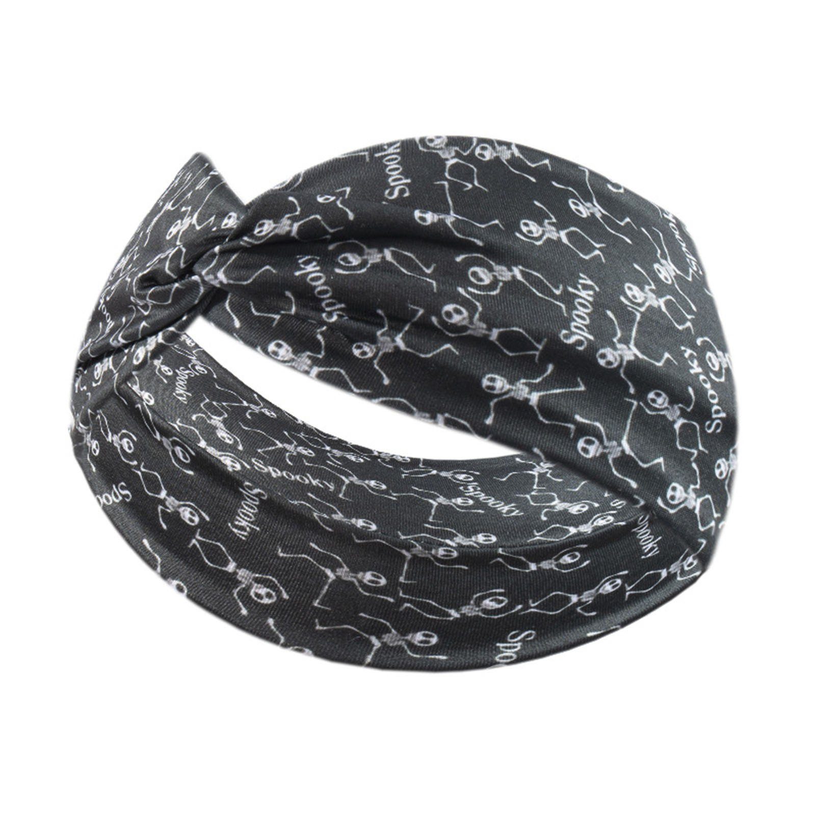 Blusmart Diadem Halloween-Stretch-Kreuze-Stirnband, Hochelastisches, Langlebiges schwarz gespenstisch