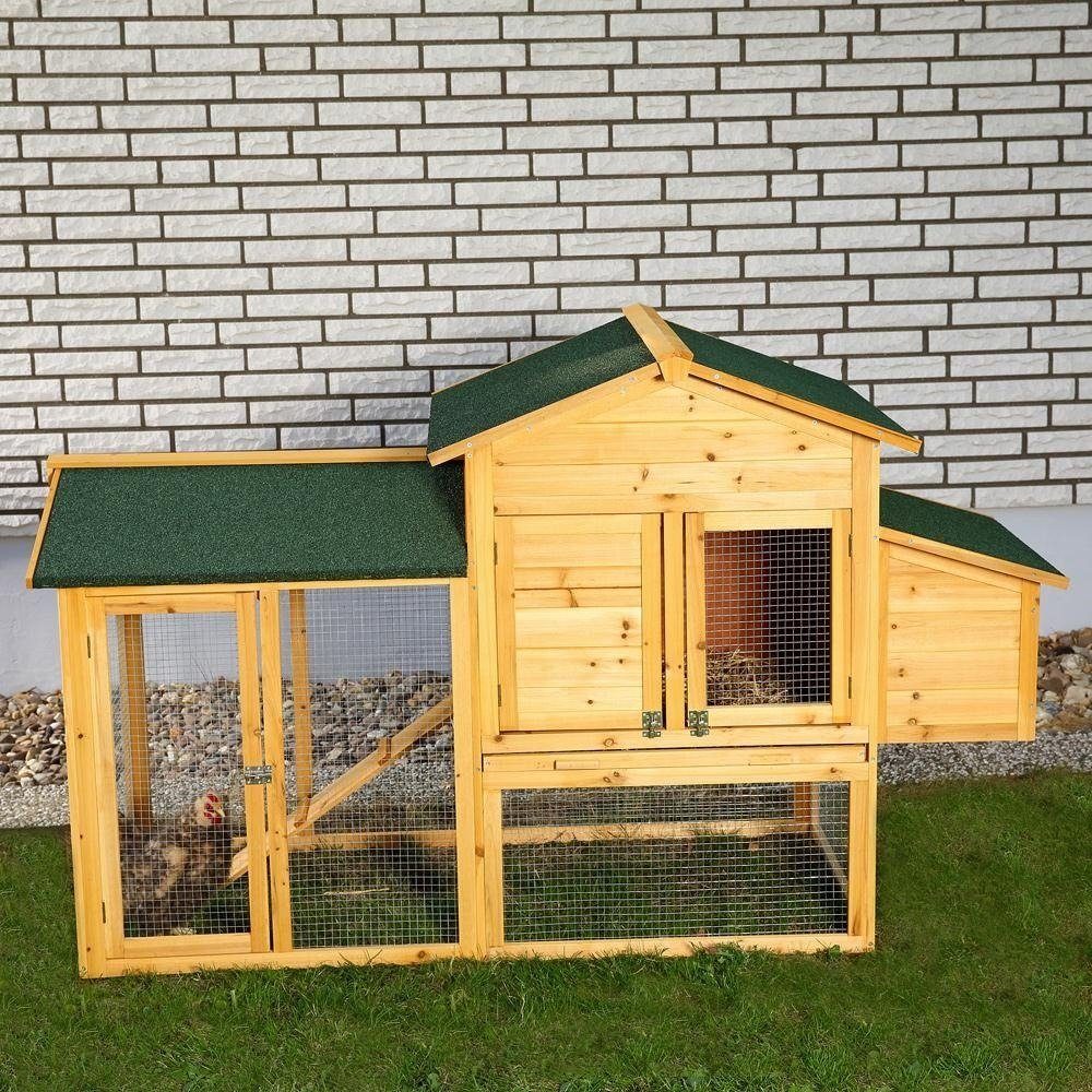 Melko Hühnerstall Kaninchenkäfig Hühnerhaus Hasenstall Freilaufgehege Geflügelvoliere, Wetterfest, da imprägniert