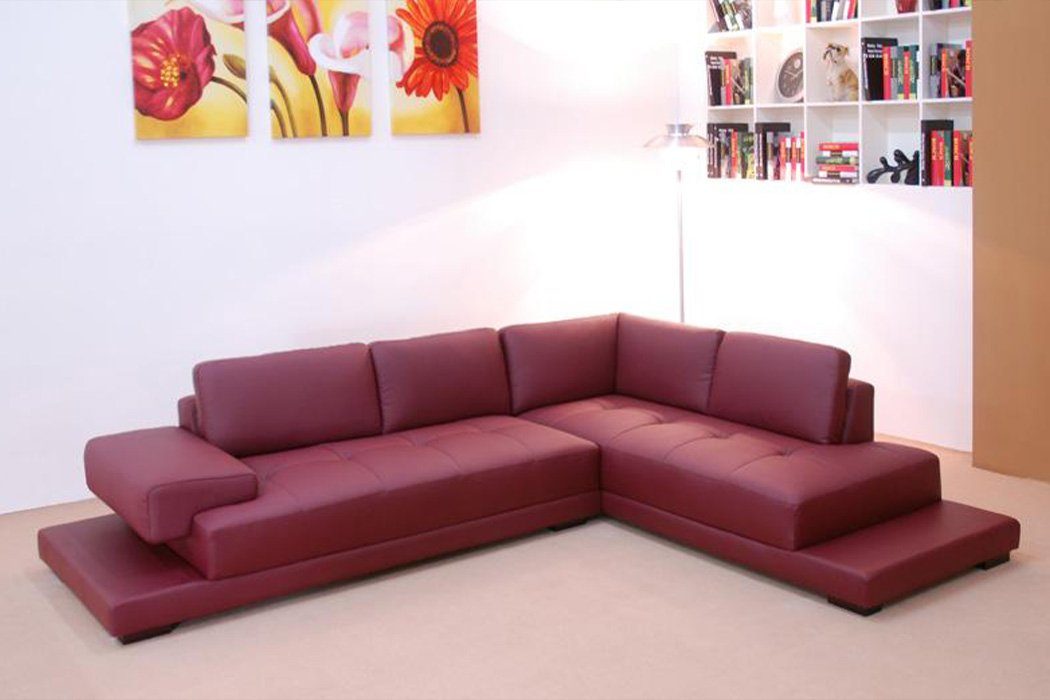 JVmoebel Ecksofa Ecksofa Leder Sofa Couch Polster Eck Sitz Wohnlandschaft Garnitur, Made in Europe Lila