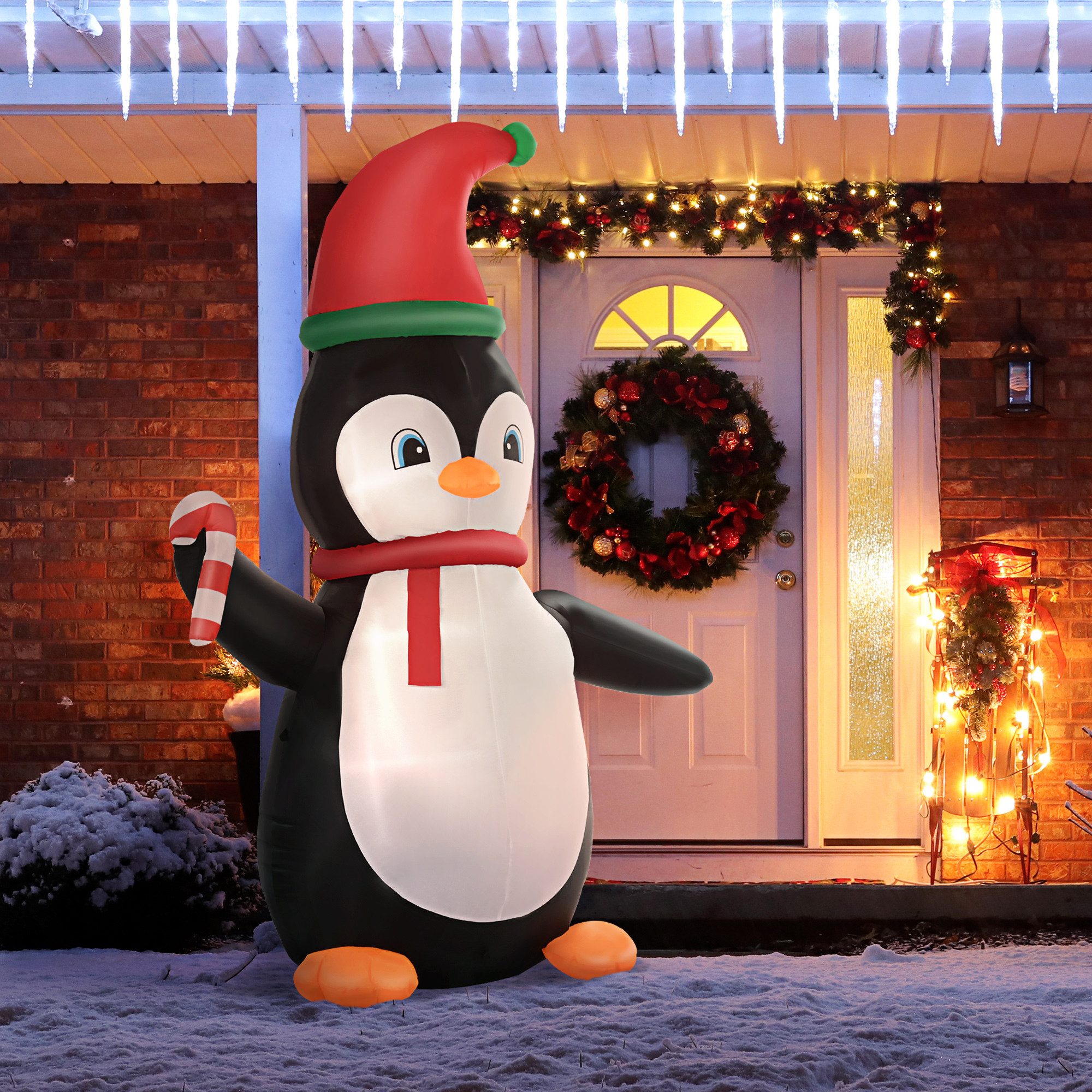HOMCOM Weihnachtsfigur Weihnachtsdekoration Weihnachtsdeko Garten Party Hof (Aufblasbare Weihnachtsdeko, 1 St., 2,5 m Aufblasbarer …