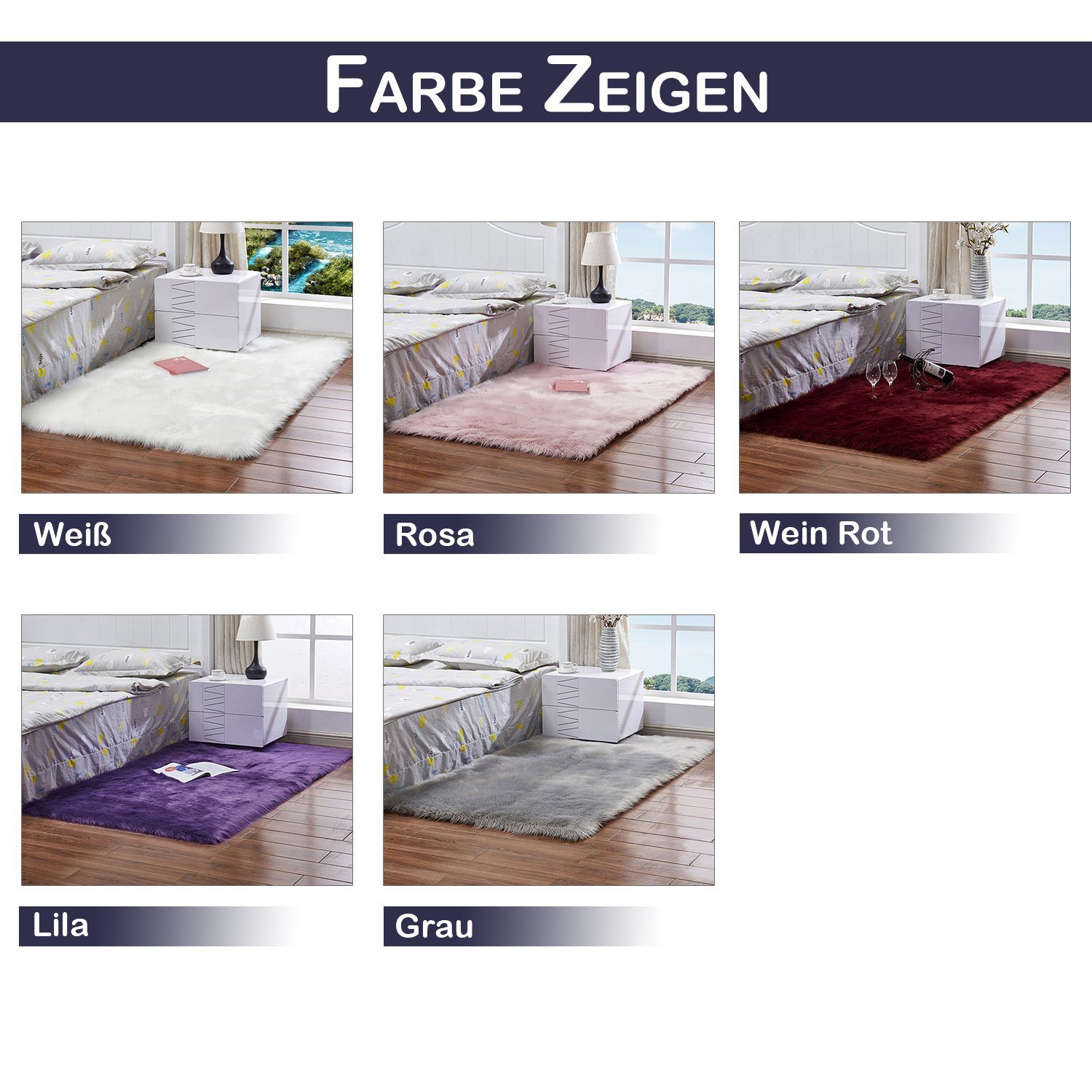 Sunicol Hochflor-Teppich Plüsch Fellteppich Langflor Teppiche Soft Sofamatte Wohnzimmer Deko, Shaggy Fußmatte Läufer Weich Matte für Schlafzimmer, Kinderzimme