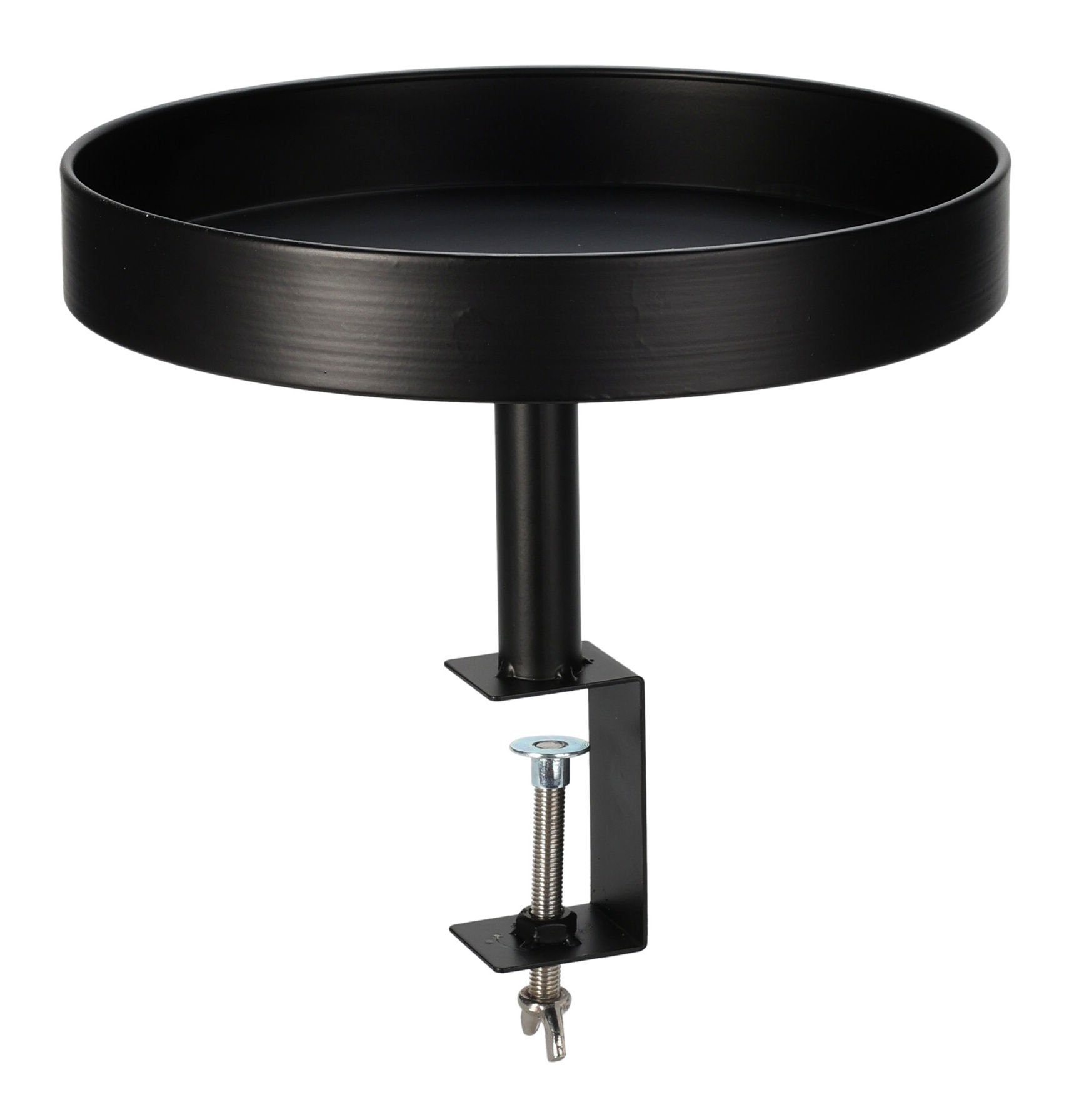 Spetebo Beistelltisch Metall Beistell Tisch zum Klemmen schwarz - 28 cm (Komplettset, 1-St., Tablett mit Halterung), kein Werkzeug erforderlich / Blumenständer