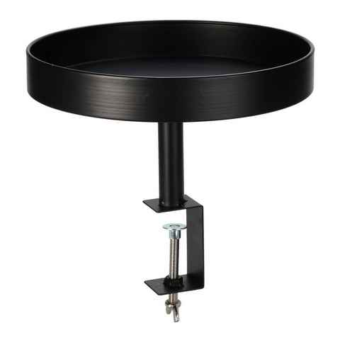 Spetebo Beistelltisch Metall Beistell Tisch zum Klemmen schwarz - 28 cm (Komplettset, 1-St., Tablett mit Halterung), kein Werkzeug erforderlich / Blumenständer