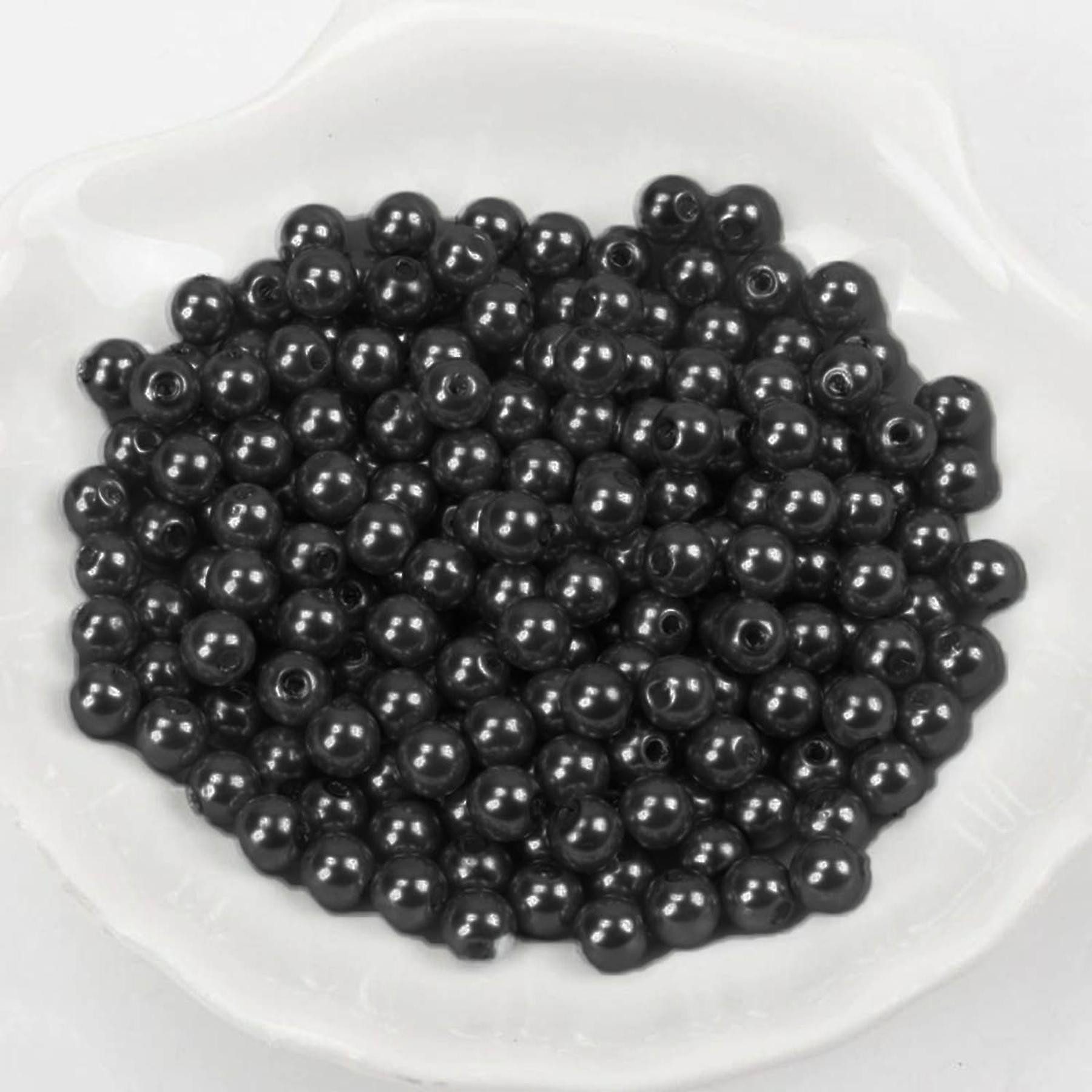 Kopper-24 Bastelperlen Wachsperlen ca. 100 Stück, 10mm, Schwarz