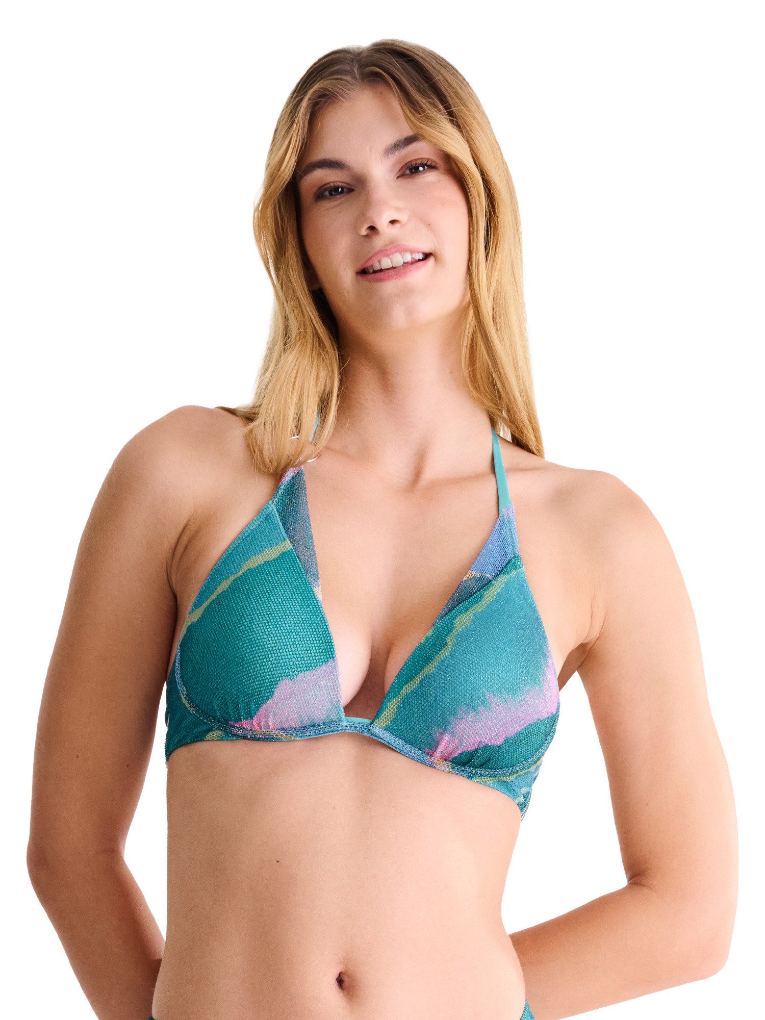 Lisca Balconette-Bikini-Top Triangel Bikini-Oberteil Atlantida (Stück, 1-St), vorgeformte Schalen-Cups, Shimmer-Effekt & Netz Stoff