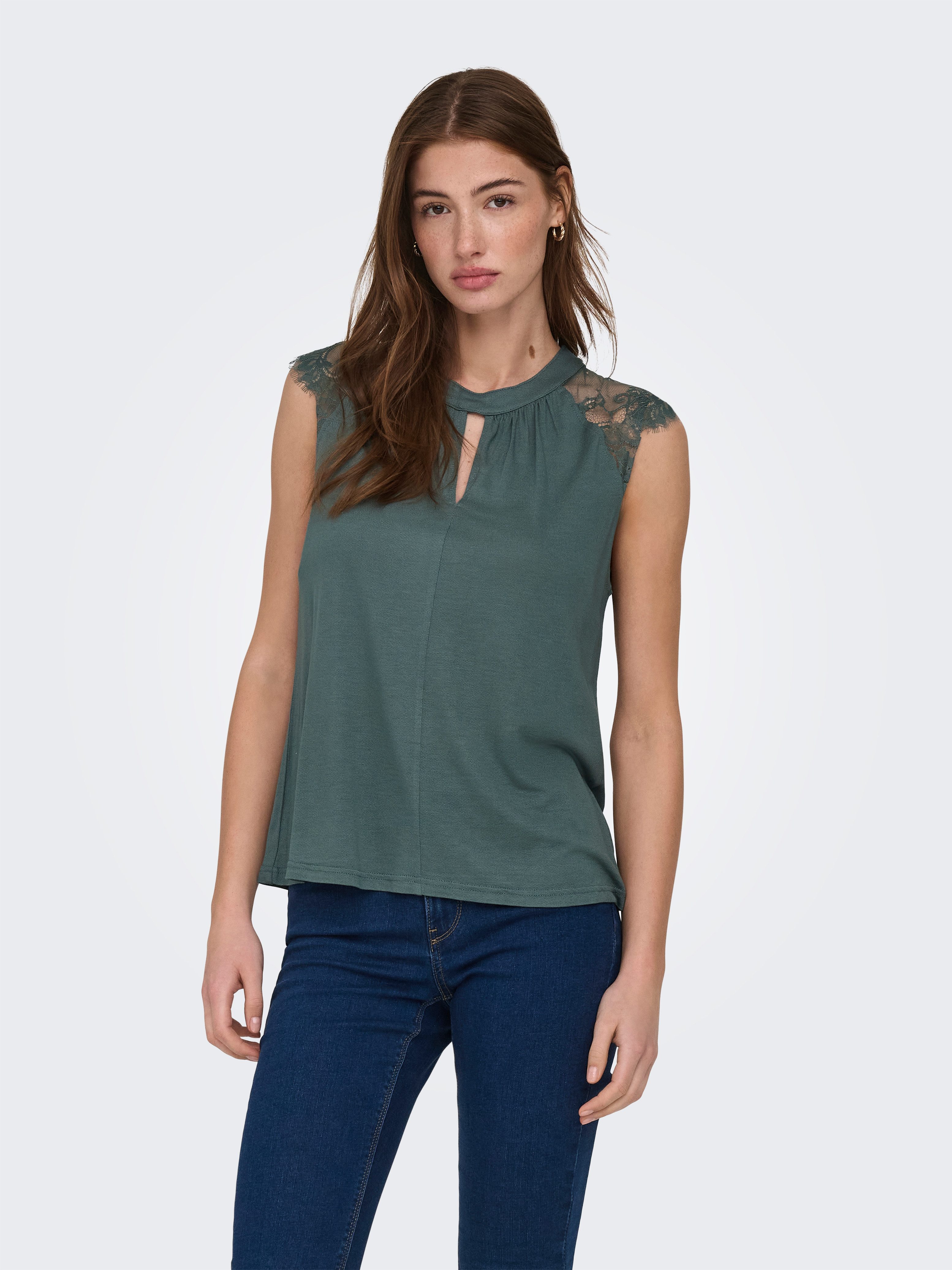 ONLY Kurzarmshirt ONLNICOLA S/S TOP CS JRS Viskose, regular fit, Rundhals