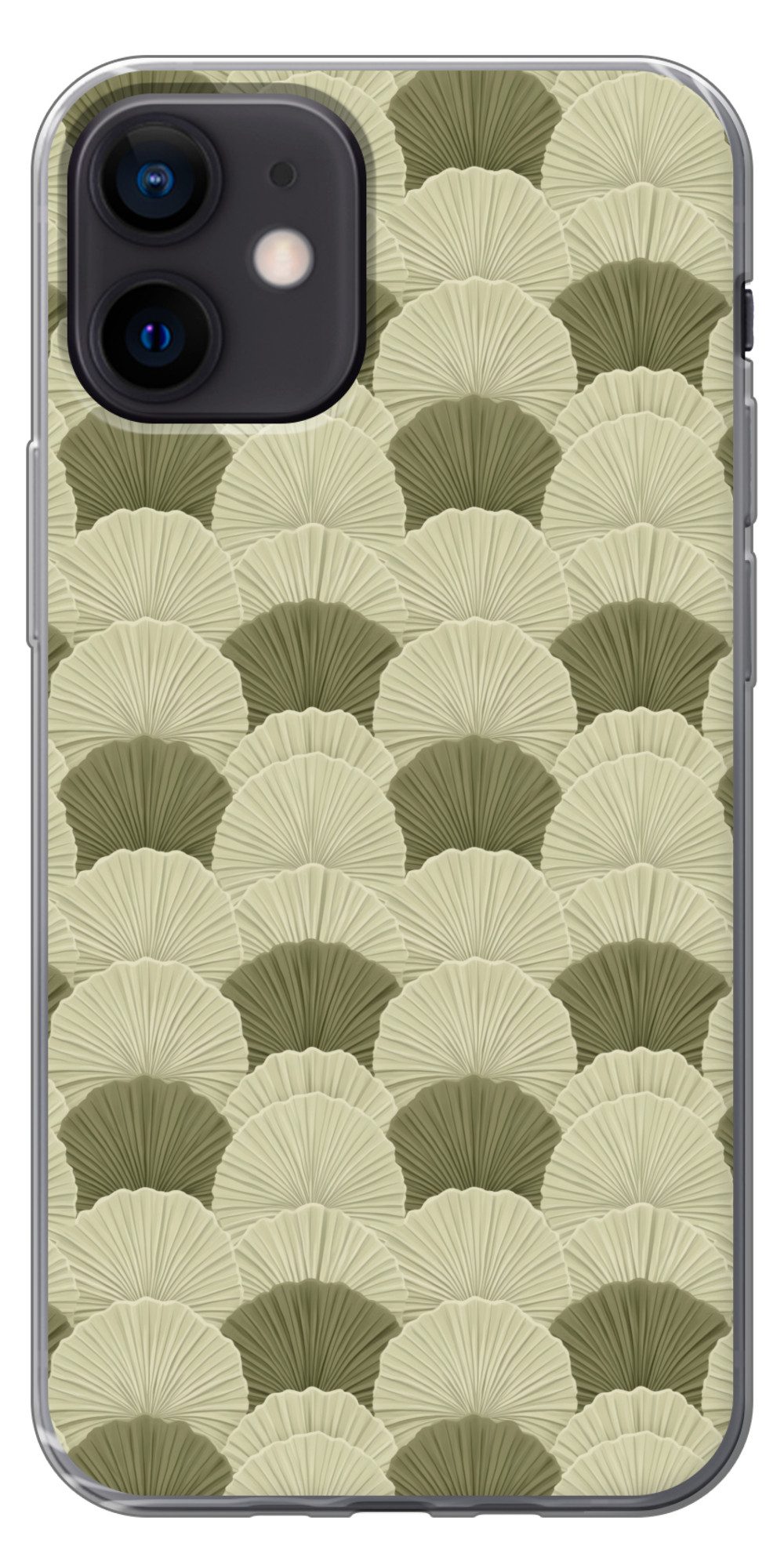 MuchoWow Handyhülle für Apple iPhone 12 Blätter - Textur - Grün, Smartphone-Bumper, Print, Handy Schutzhülle Dünn