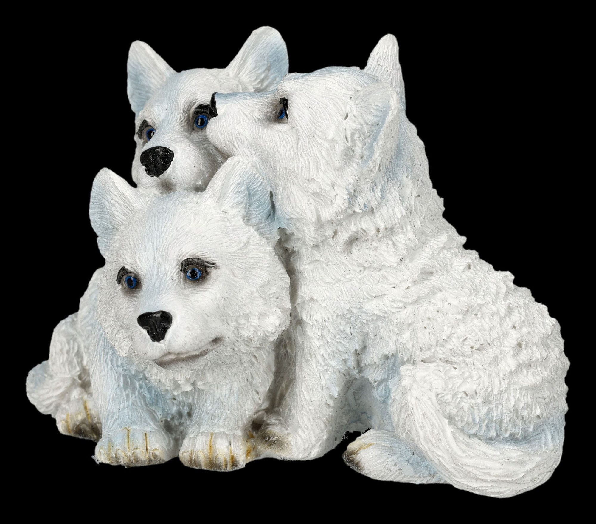 Figuren Shop GmbH Tierfigur Wolfswelpen Figur – weiße Wolf Statue handbemalt Sammlerfigur 7 cm