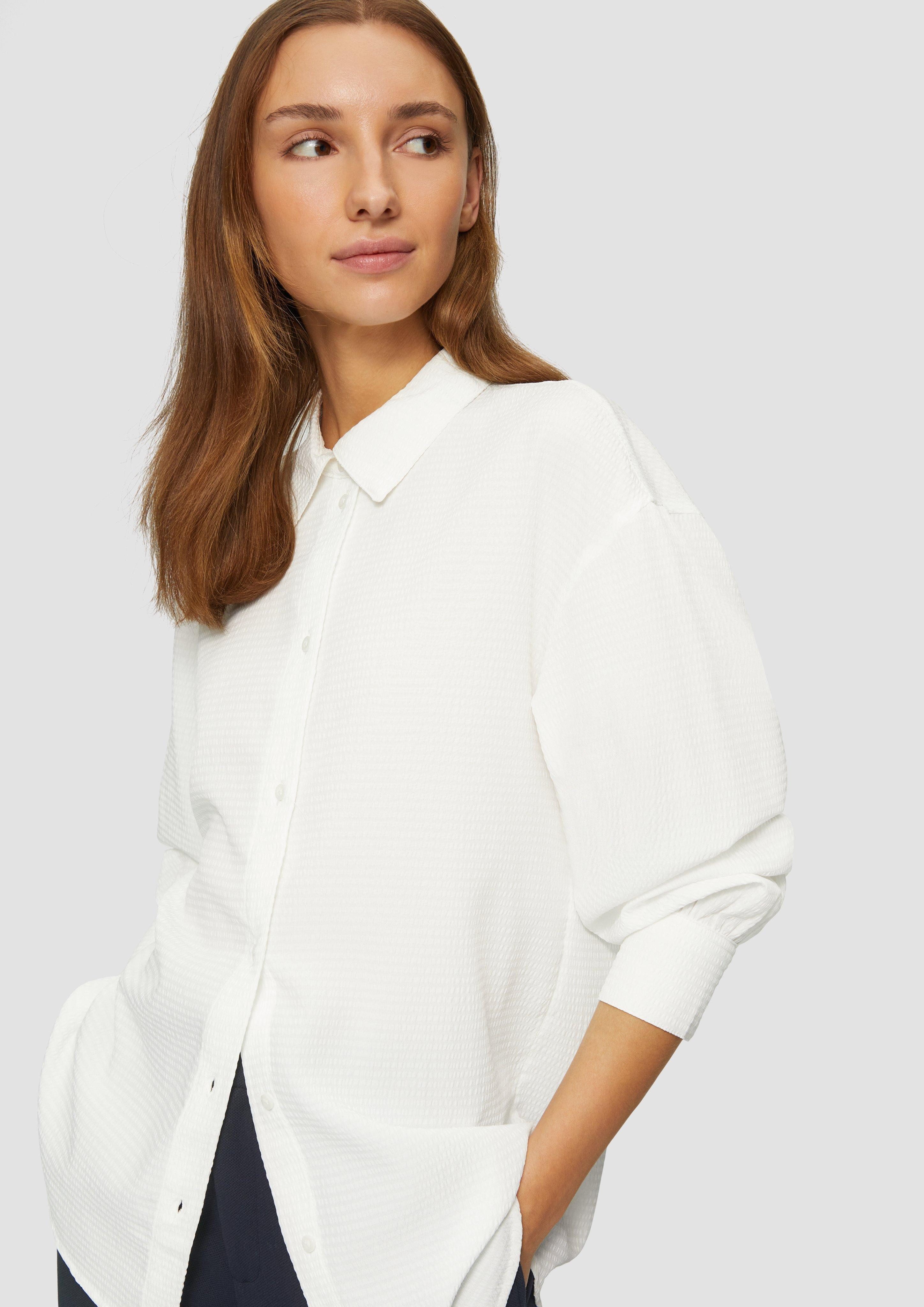 s.Oliver Langarmbluse Strukturierte Hemdbluse mit Raffung günstig online kaufen