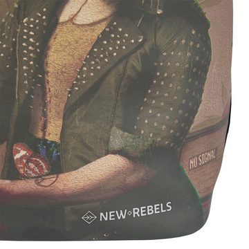 NEW REBELS Freizeitrucksack Roll Up RollTop Kurier Rucksack New York Milkmaid, Motiv: kiffendes Mädchen, Hanfblatt, Laptopfach, wasserabweisend