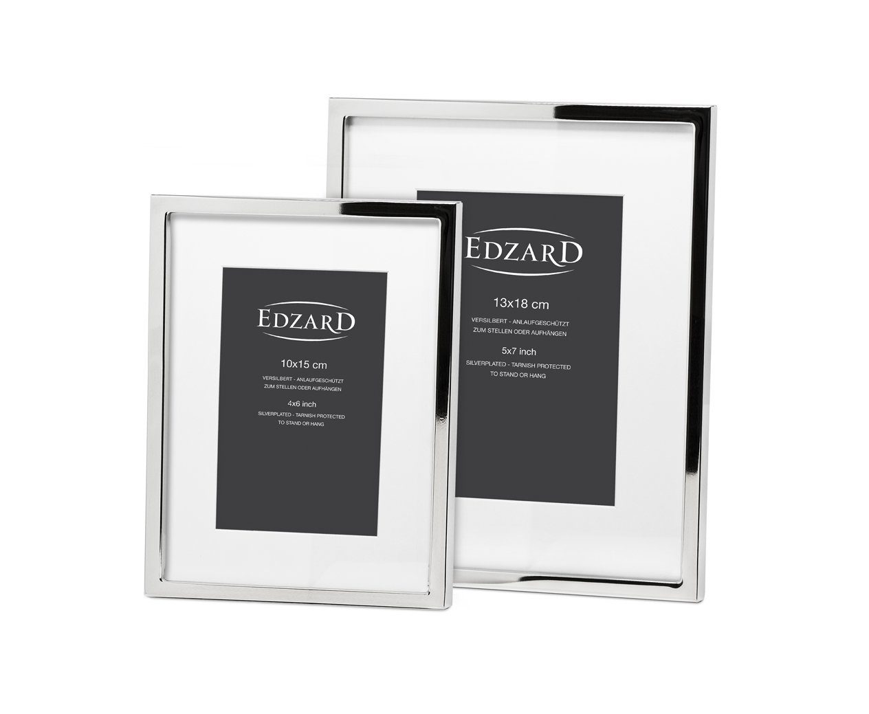 10x15 cm für Hinstellen für Rivoli, Bilderrahmen EDZARD versilbert und Aufhängen Fotorahmen, Foto und zum Foto anlaufgeschützt, Rahmen -