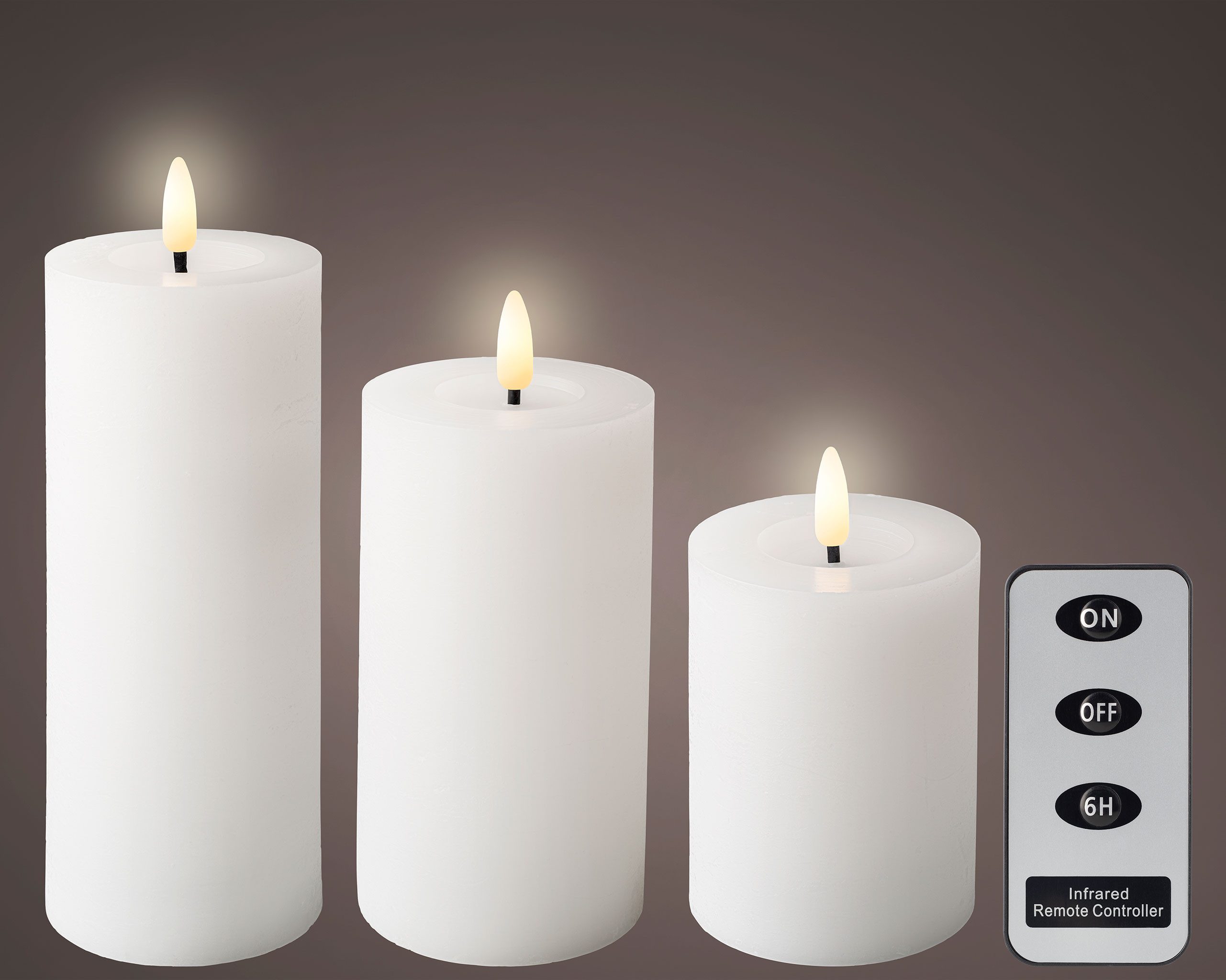 Lumineo LED-Kerze, LED Kerzen mit Timerfunktion 11-19cm Wachs 3er Set Weiß günstig online kaufen