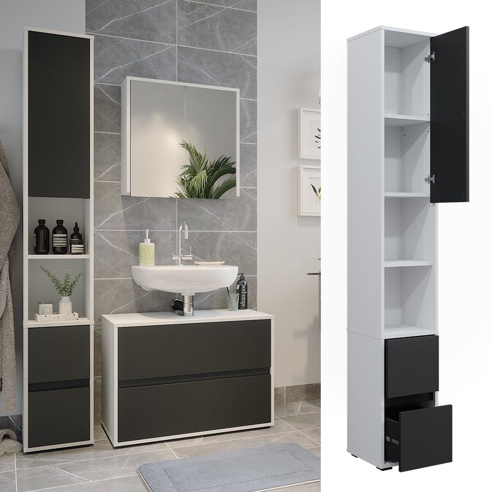 Vicco Hochschrank Maltin, Weiß/Weiß, 30.2 x günstig online kaufen
