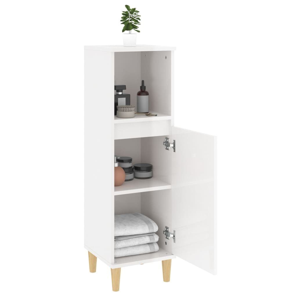 Hochglanz-Weiß (1-St) Badezimmer-Set vidaXL 30x30x100 cm Holzwerkstoff, Badschrank