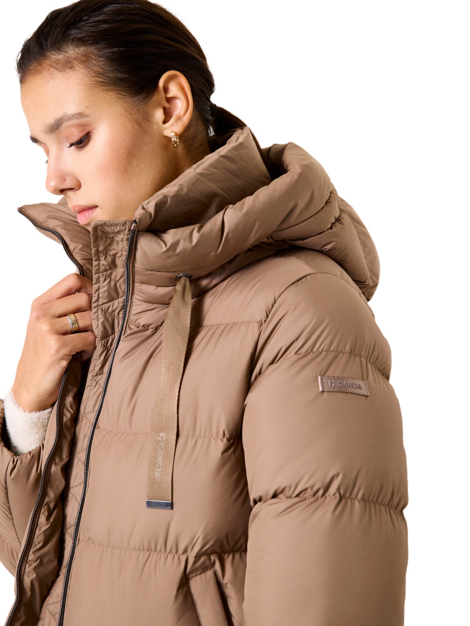 Garcia Kurzjacke braun,Outdoor,Polyester,Unifarben,Stehkragen,Lang,Regular Fit