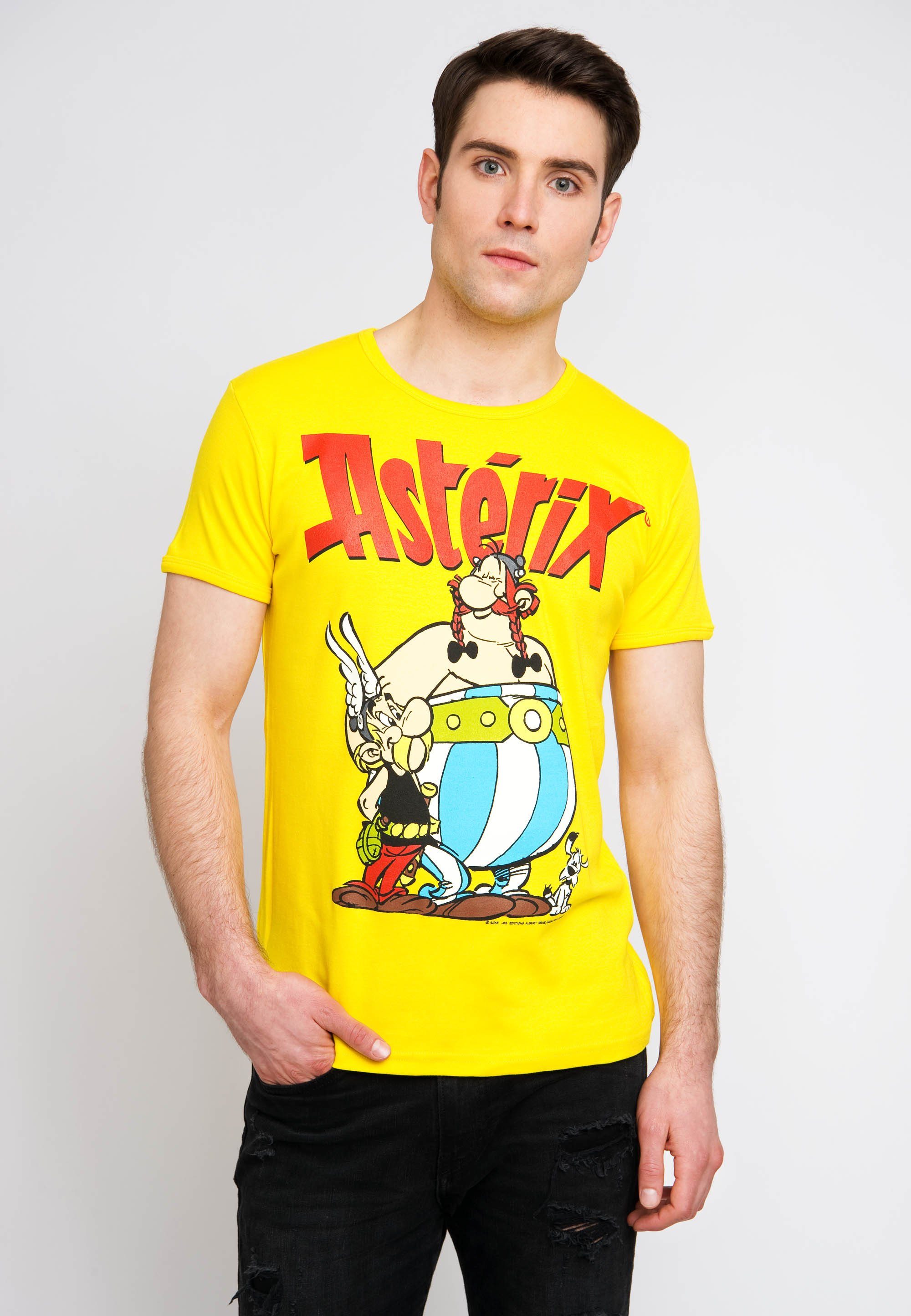 LOGOSHIRT T-Shirt Asterix & Obelix im lizenzierten Originaldesign gelb