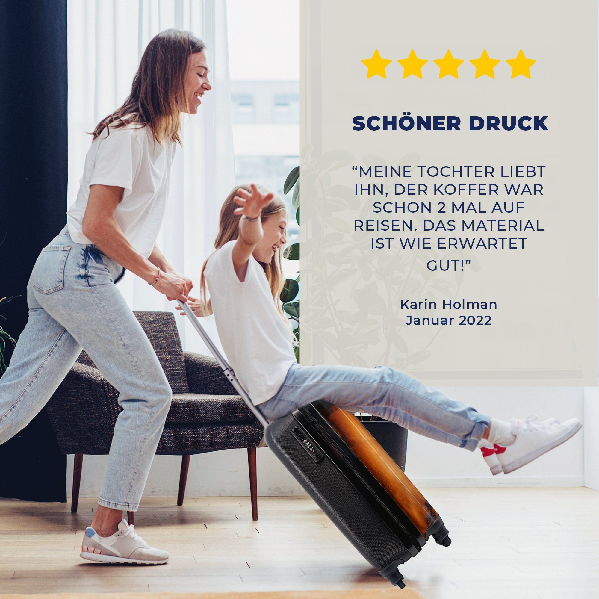 Holz mit Handgepäck Trolley, einem MuchoWow Rollen, für rollen, in Reisetasche Verbrennung Reisekoffer Kamin, Handgepäckkoffer von Ferien, 4