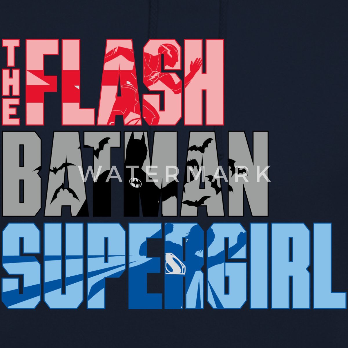 Spreadshirt Hoodie The Flash Schriftzug Batman Supergirl Unisex Hoodie (1-tlg)