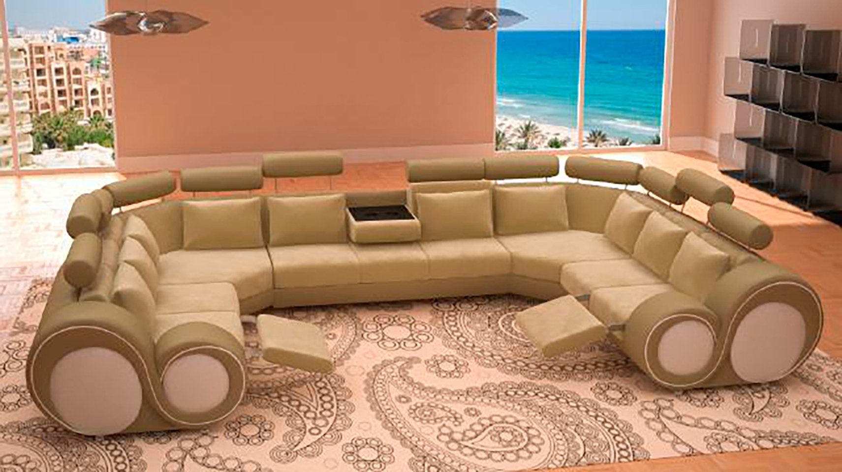 JVmoebel Wohnlandschaft Schwarzes Sofa aus Textil mit stilvollem Design und hoher Haltbarkeit, 1 Teile, Made in Europa