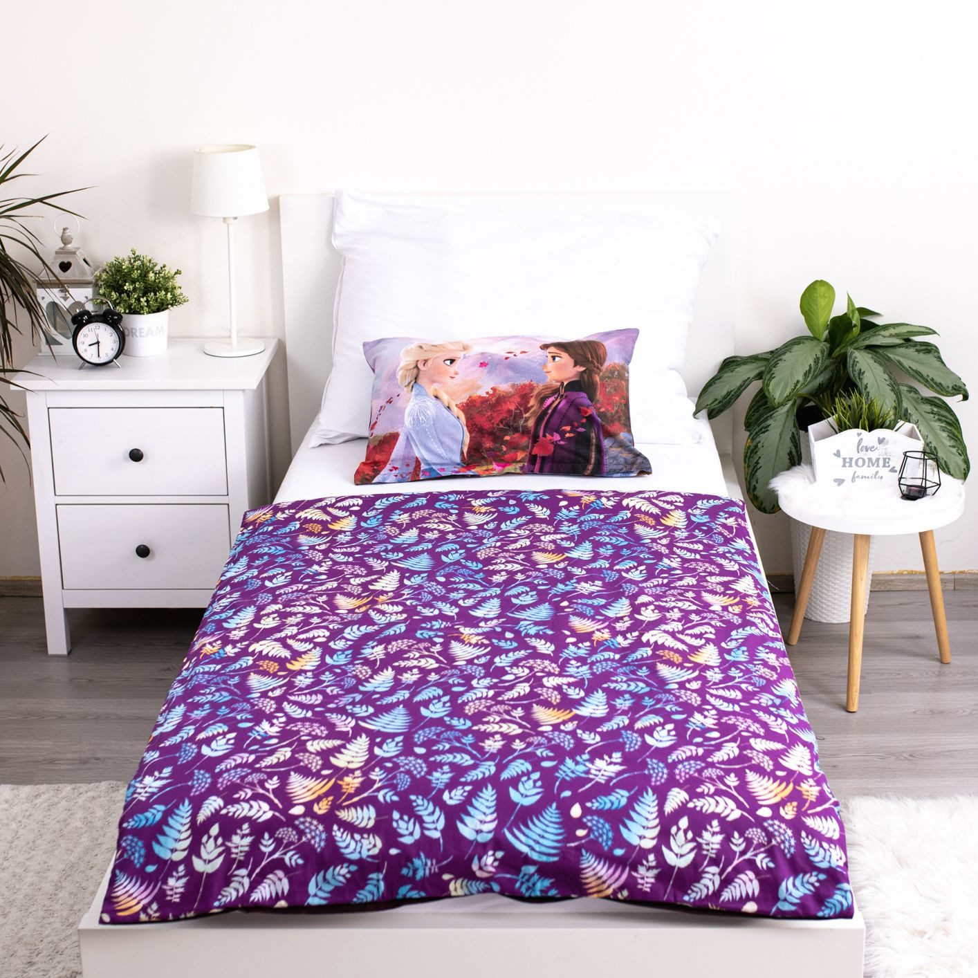 Disney Frozen Kinderbettwäsche Wendebettwäsche Disney Frozen 2 Anna Elsa Olaf 100x135 + 40x60 cm, Baumwolle, 2 teilig
