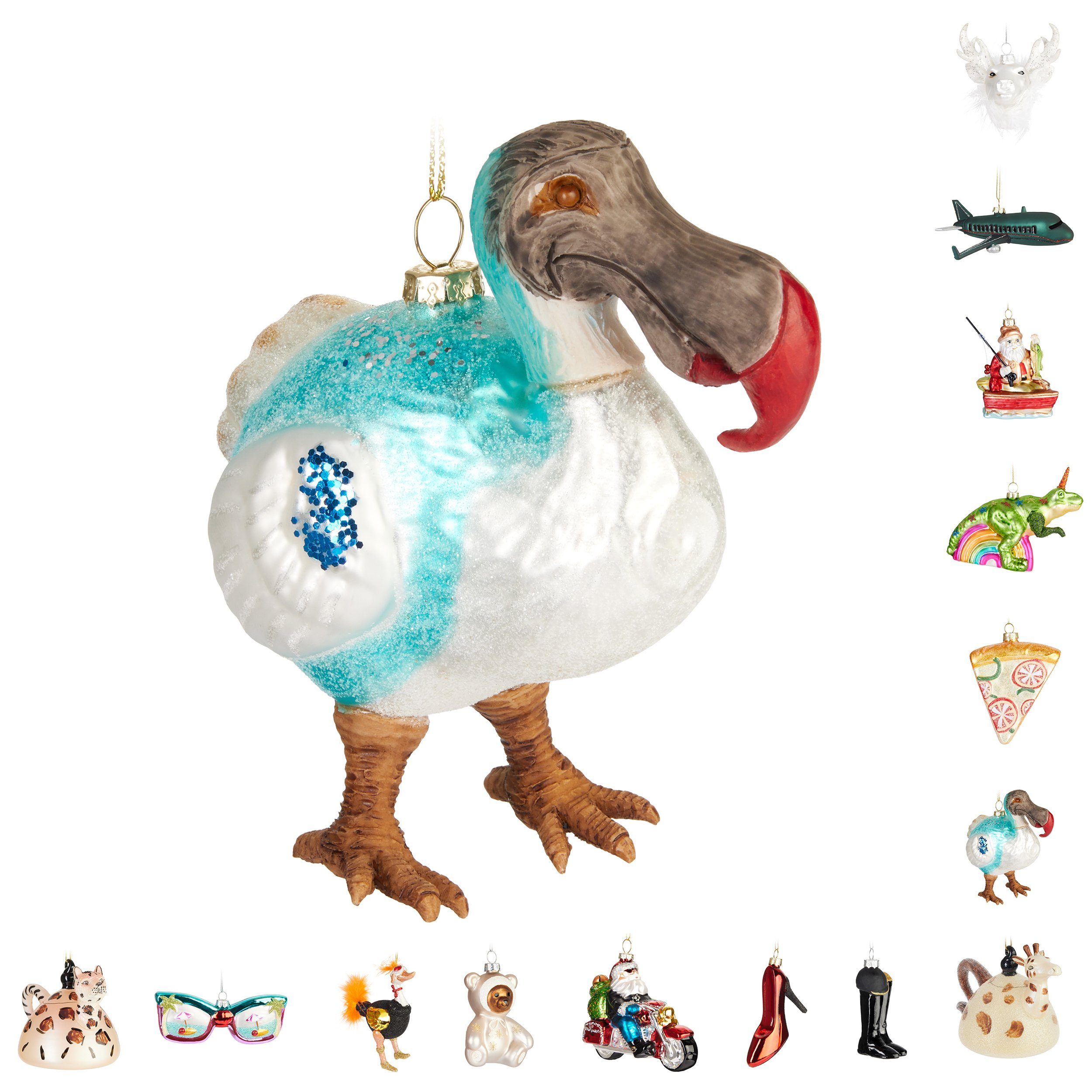 BRUBAKER Weihnachtsbaumkugel Lustige Weihnachtskugel aus Glas - Handbemalt und Mundgeblasen Figuren (1 St), Christbaumschmuck Weihnachtsdeko Anhänger - Deko